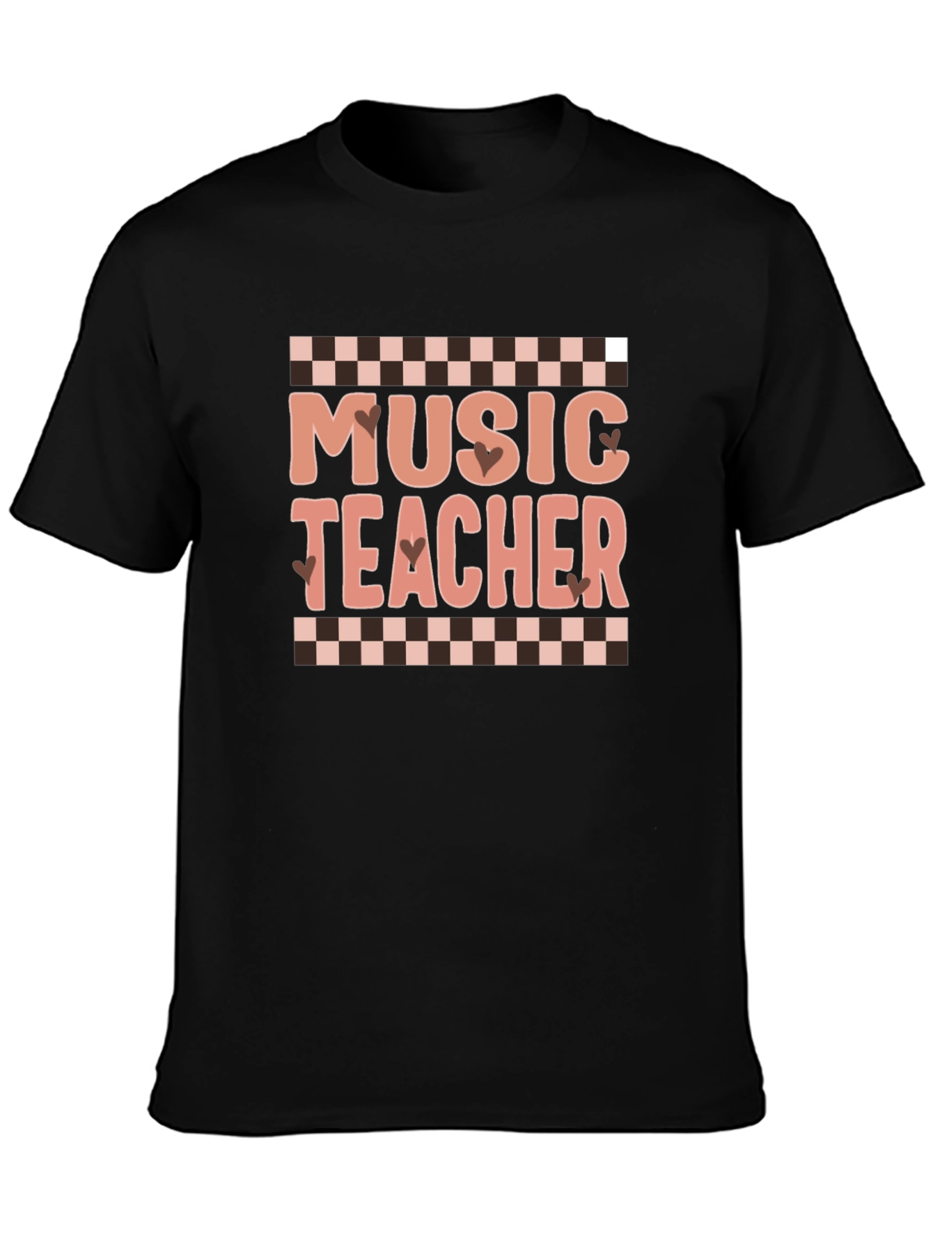 Music Teacher Graphic Tee Checkered Design