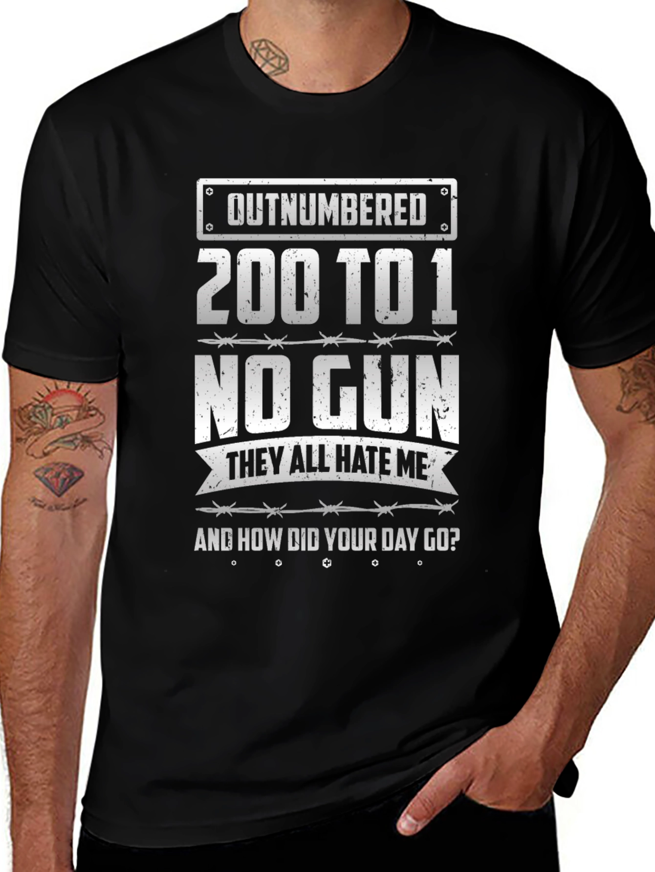 Outnumbered Graphic T-Shirt - Black Cotton Tee