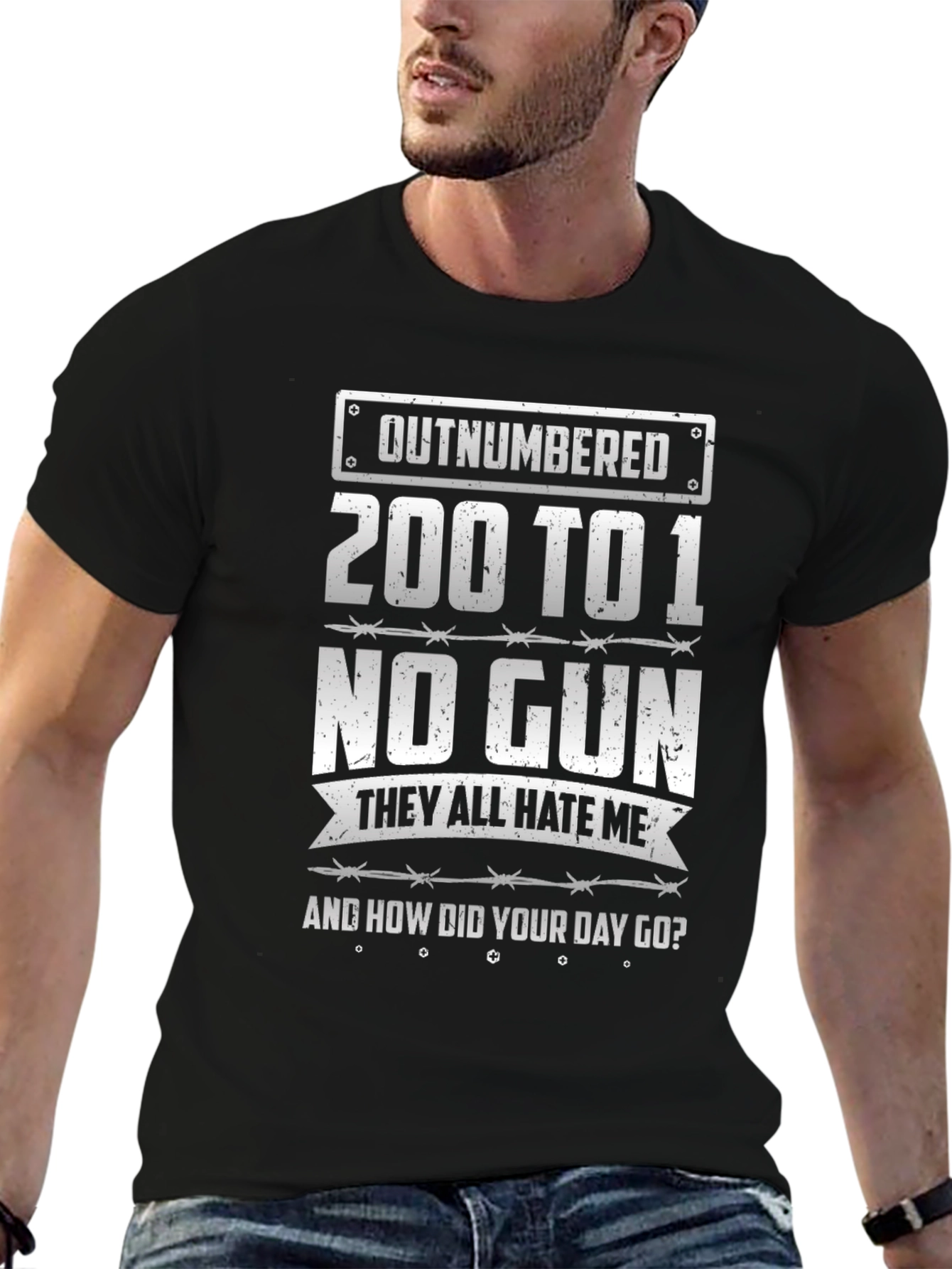 Outnumbered Graphic T-Shirt - Black Cotton Tee