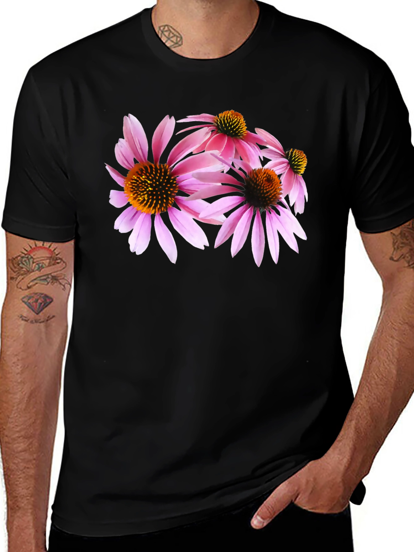 Floral Print Black T-Shirt - Trendy Casual Wear