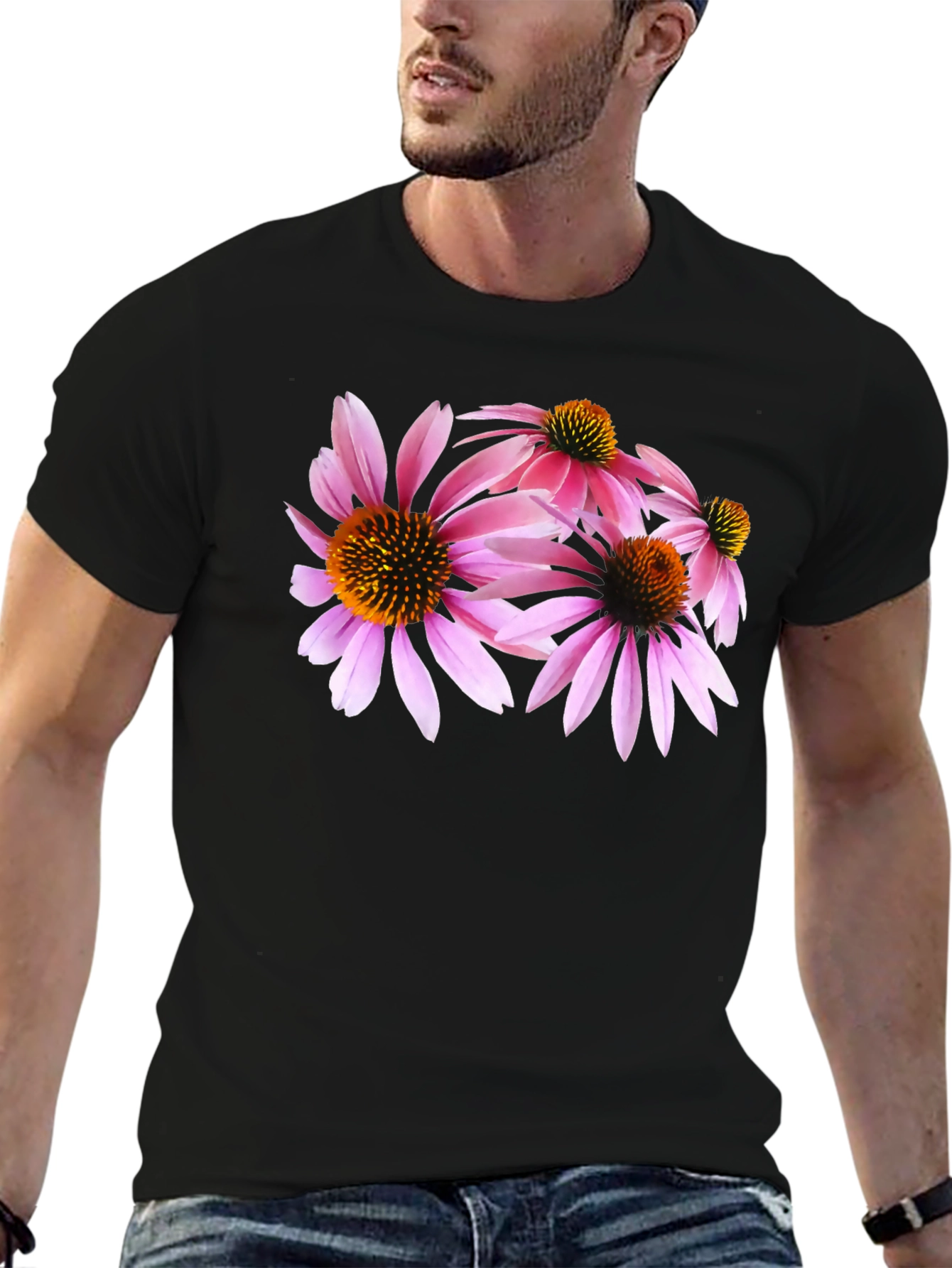 Floral Print Black T-Shirt - Trendy Casual Wear