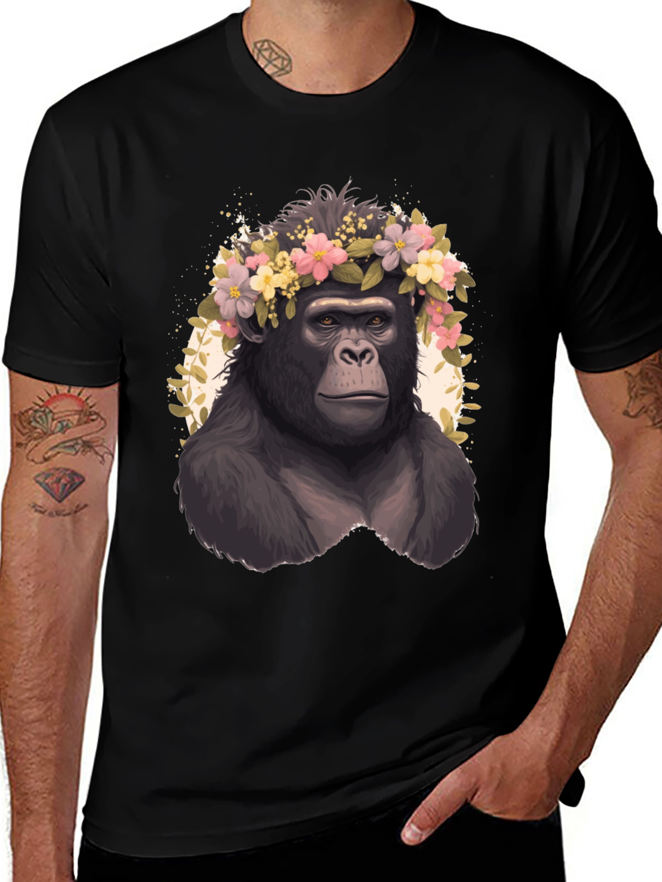 Gorilla Flower Crown Graphic Tee - Unisex
