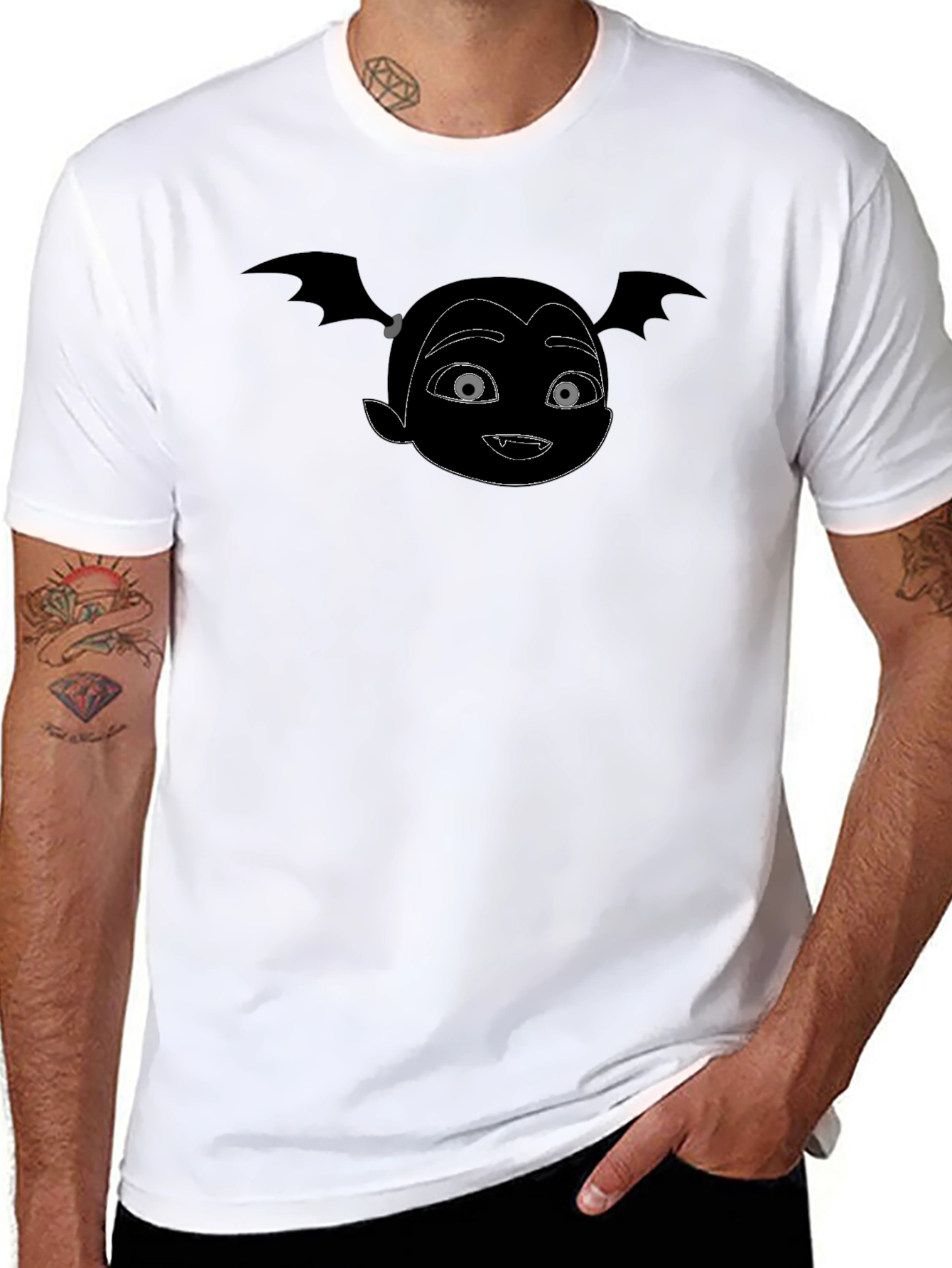 Vampire Girl Graphic Tee - Black Cotton T-Shirt