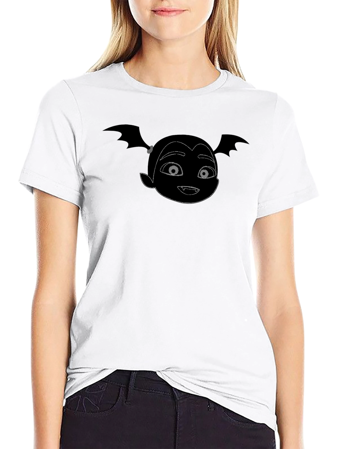Vampire Girl Graphic Tee - Black Cotton T-Shirt