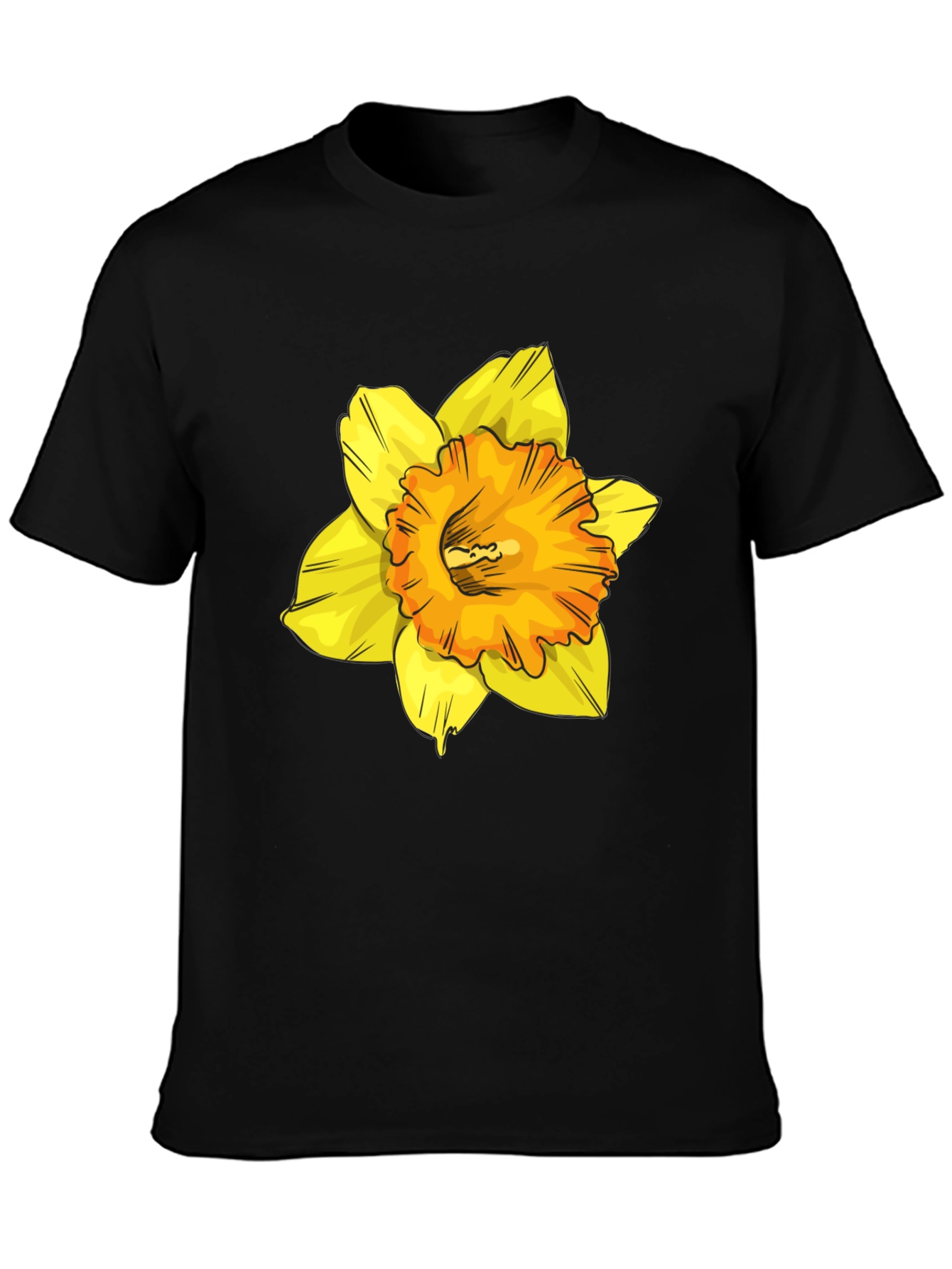Floral Print T-Shirt - Black Cotton Blend