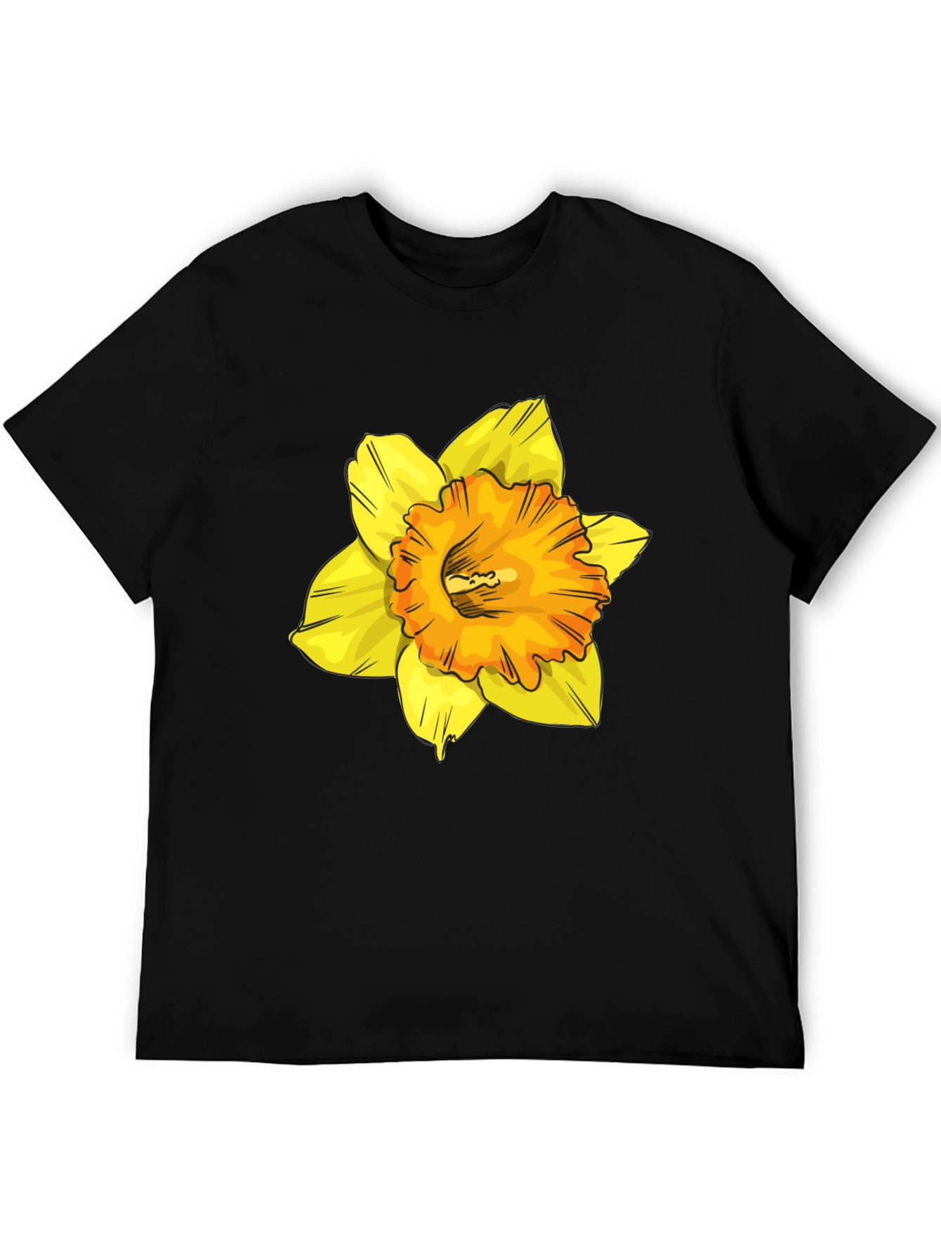 Floral Print T-Shirt - Black Cotton Blend