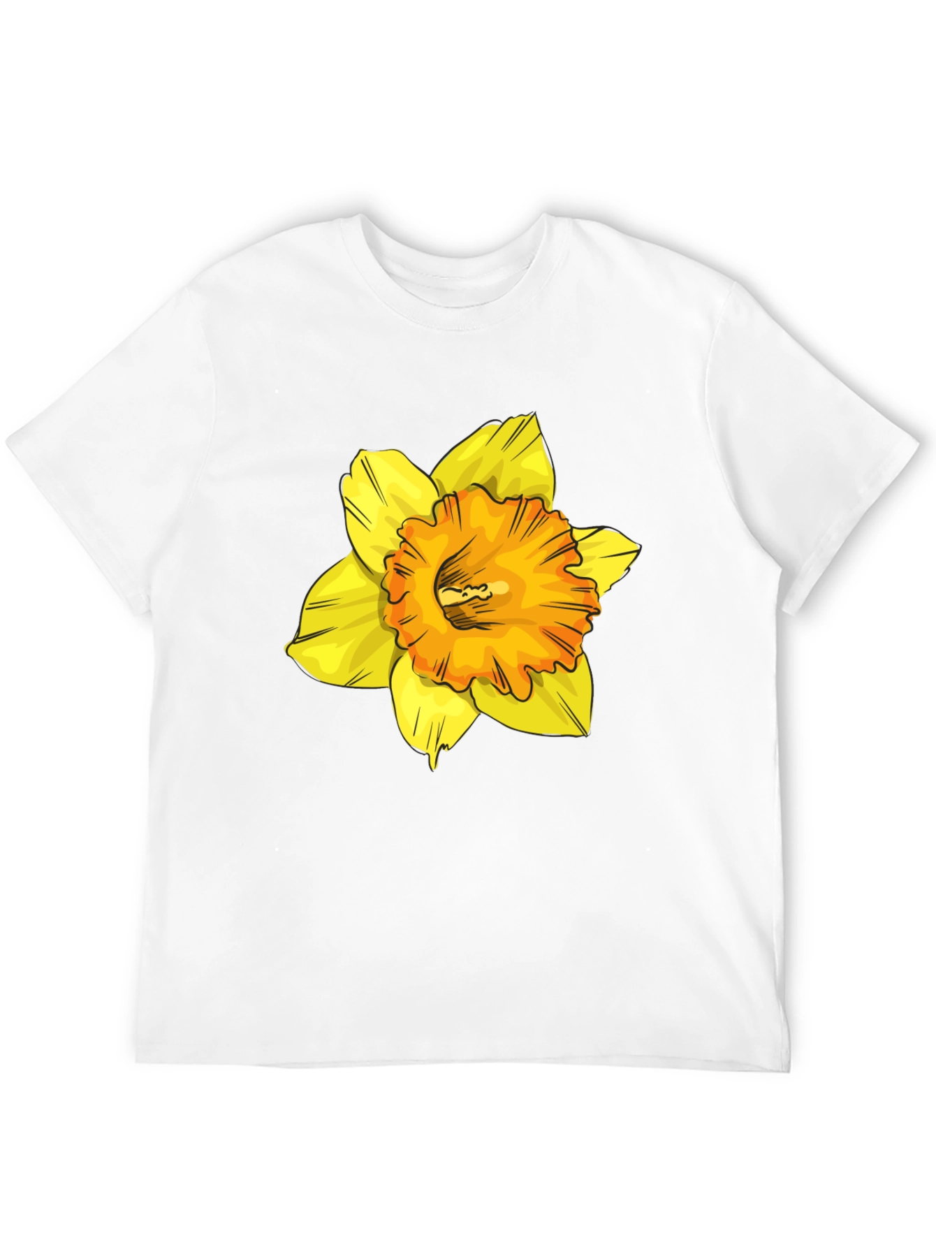 Floral Print T-Shirt - Black Cotton Blend