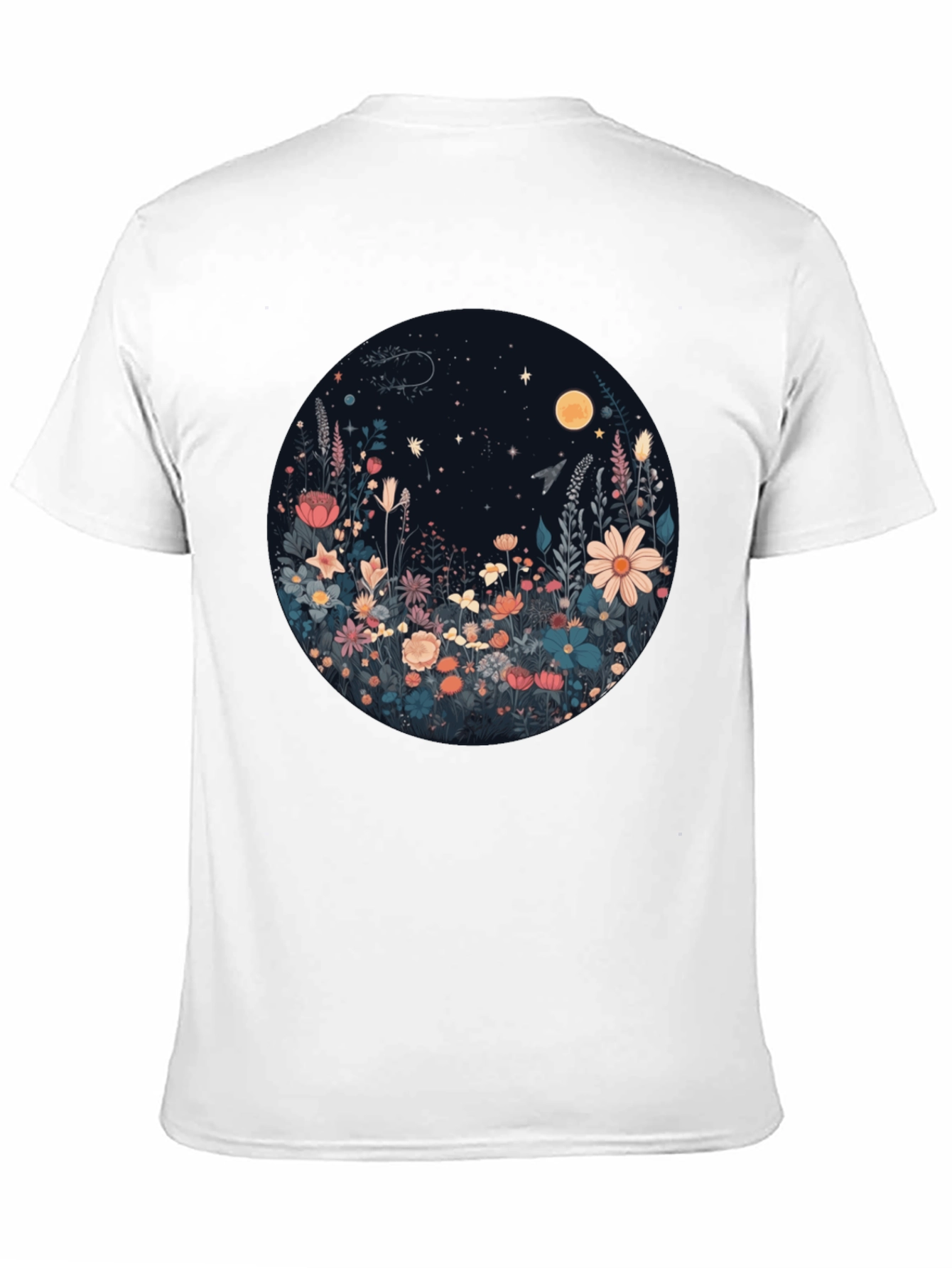 Floral Moon T-Shirt - Black Graphic Tee