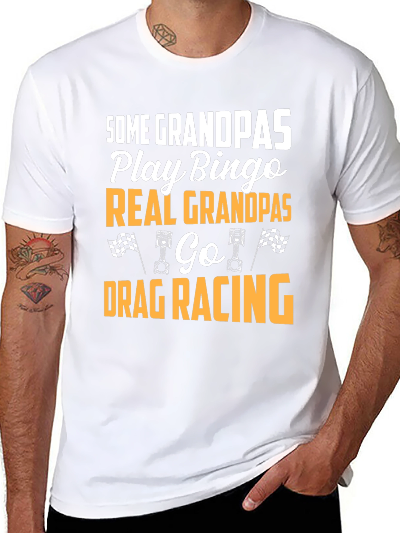 Funny Grandpas Drag Racing Graphic T-Shirt
