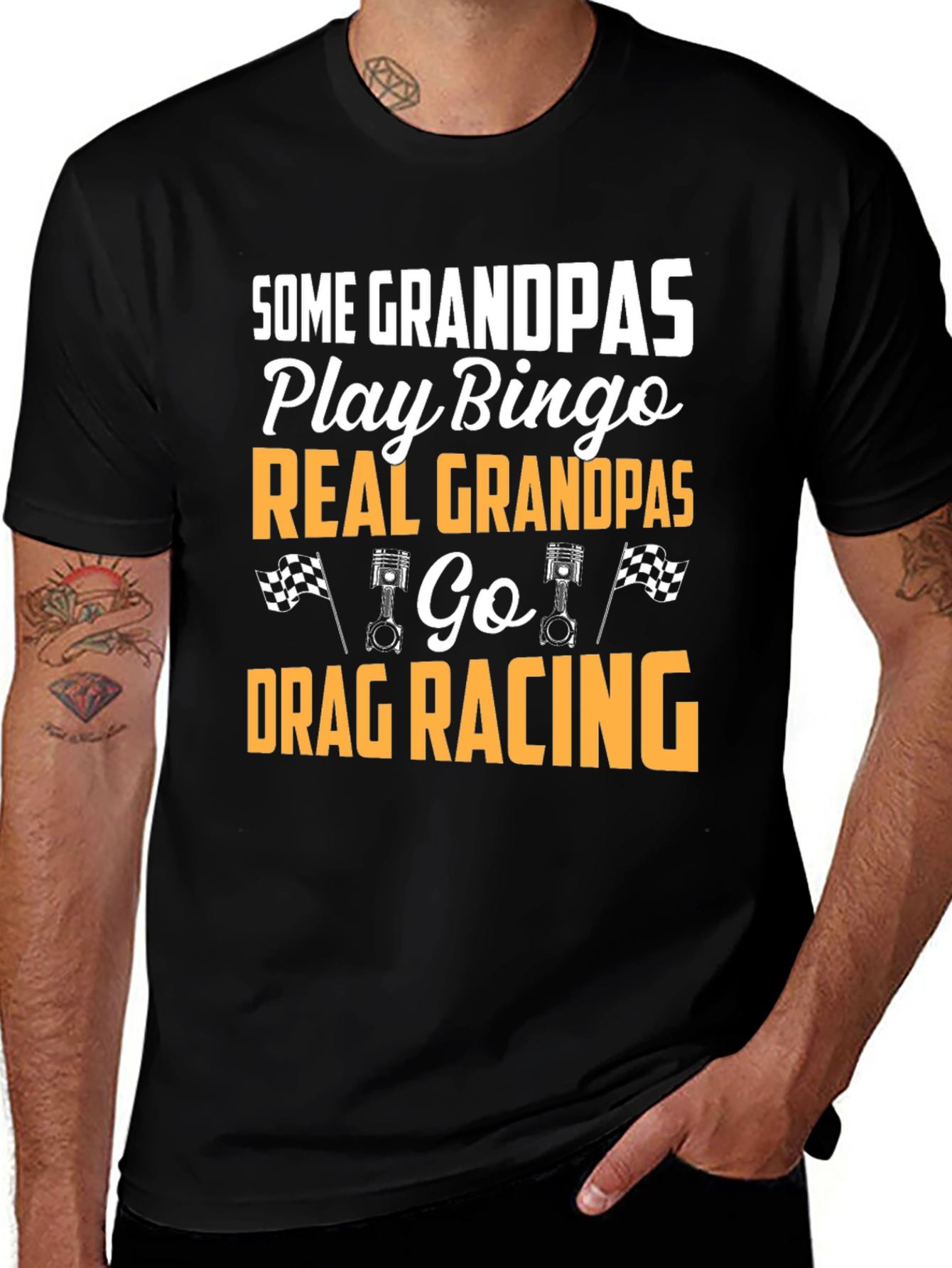 Funny Grandpas Drag Racing Graphic T-Shirt