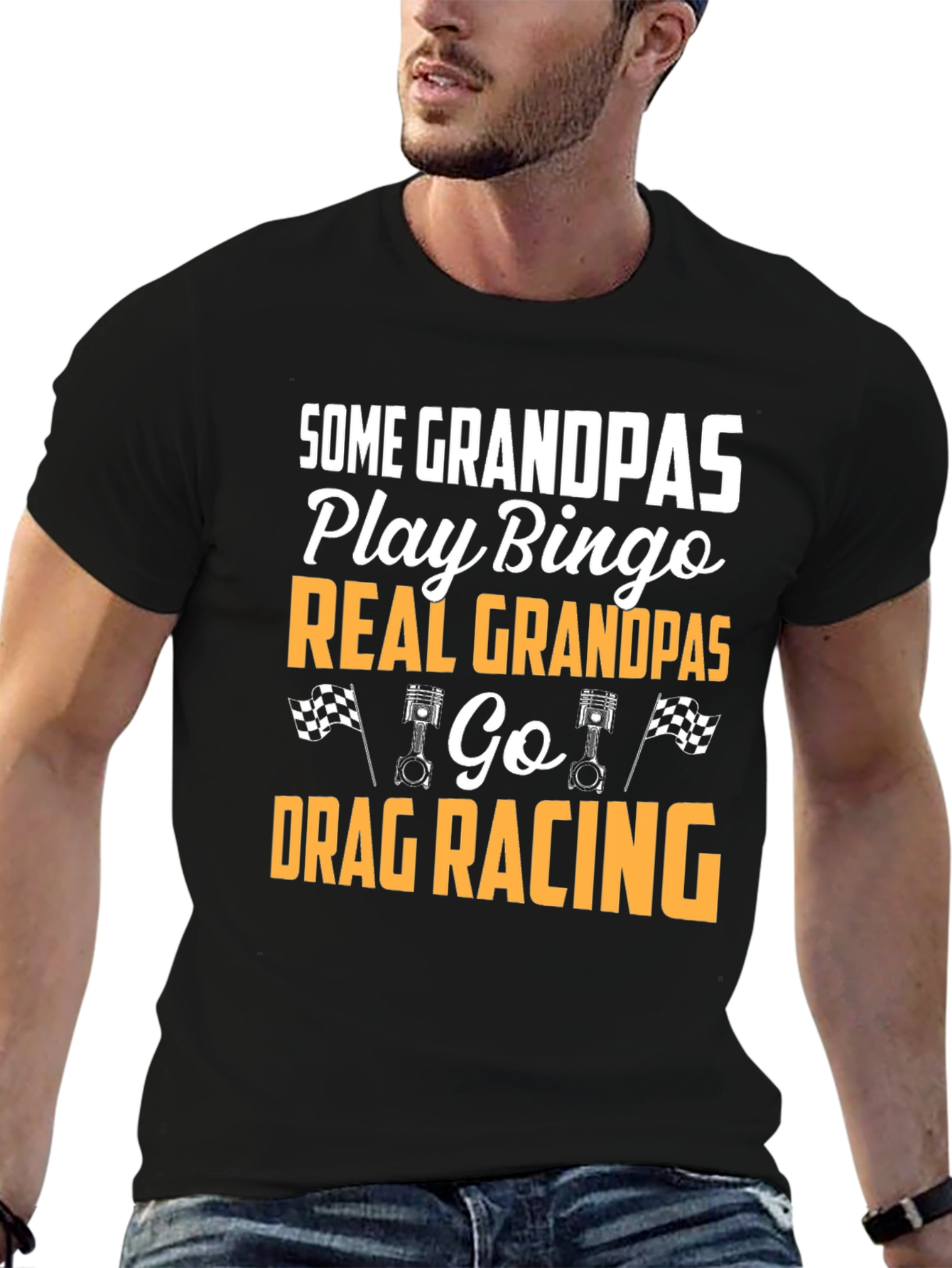 Funny Grandpas Drag Racing Graphic T-Shirt