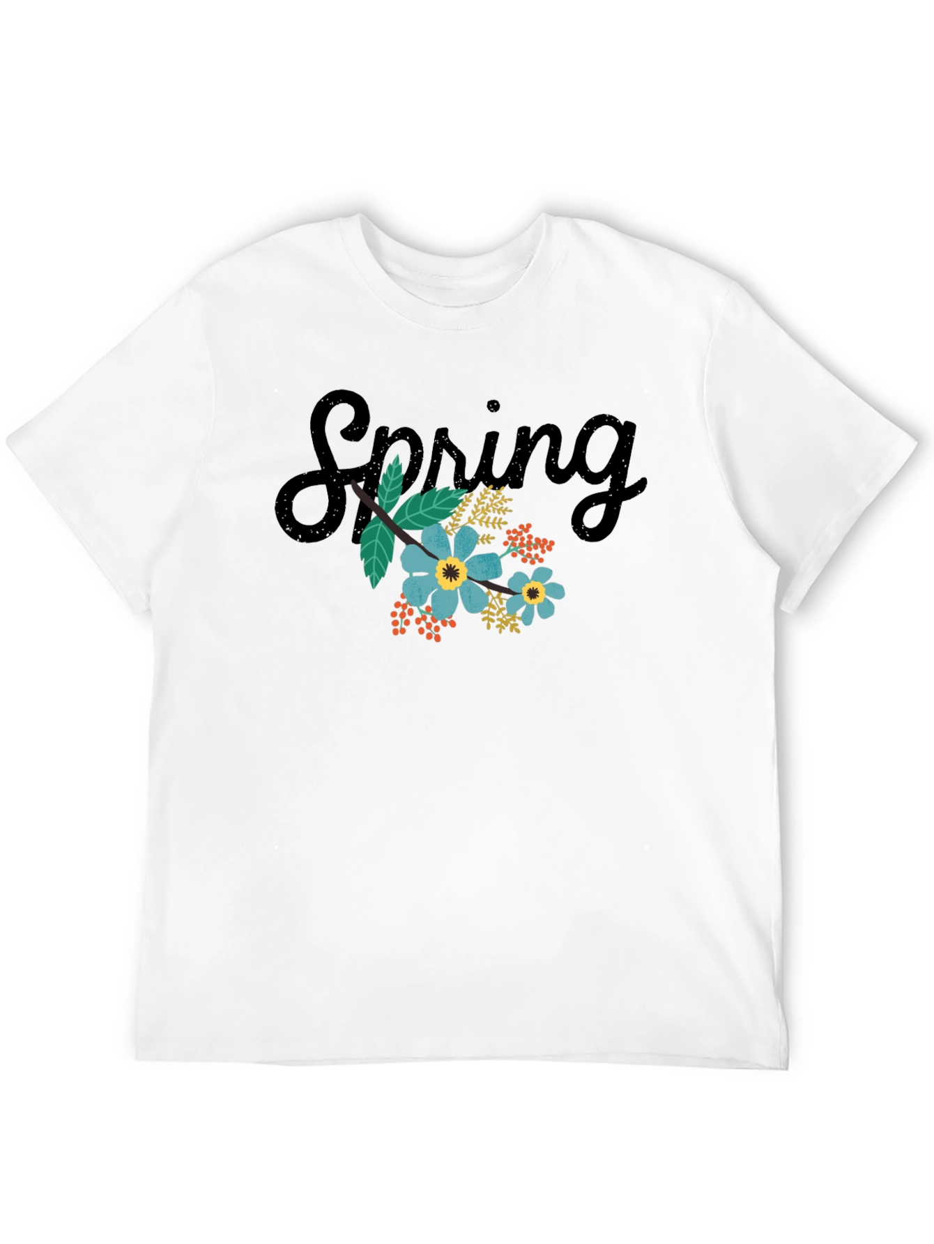 Spring Floral Black T-Shirt