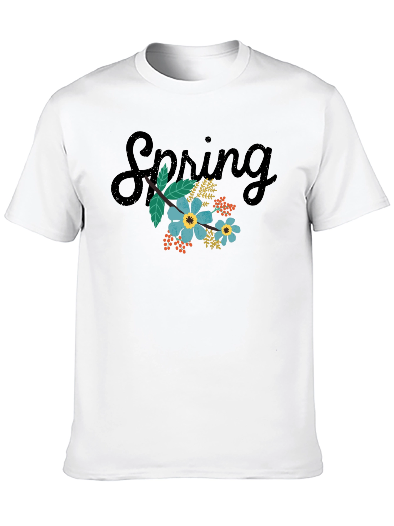 Spring Floral Black T-Shirt