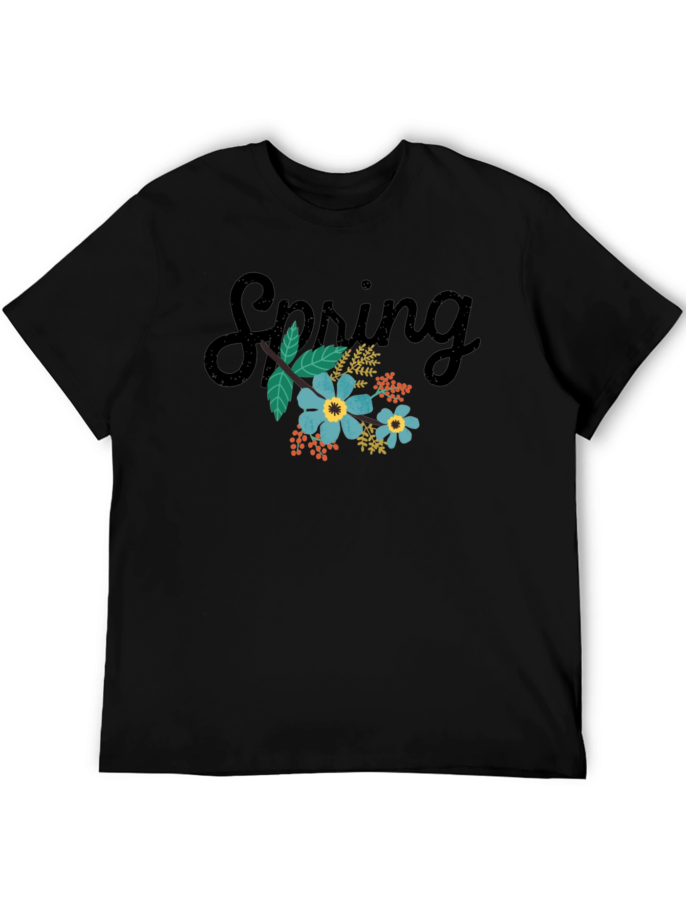 Spring Floral Black T-Shirt