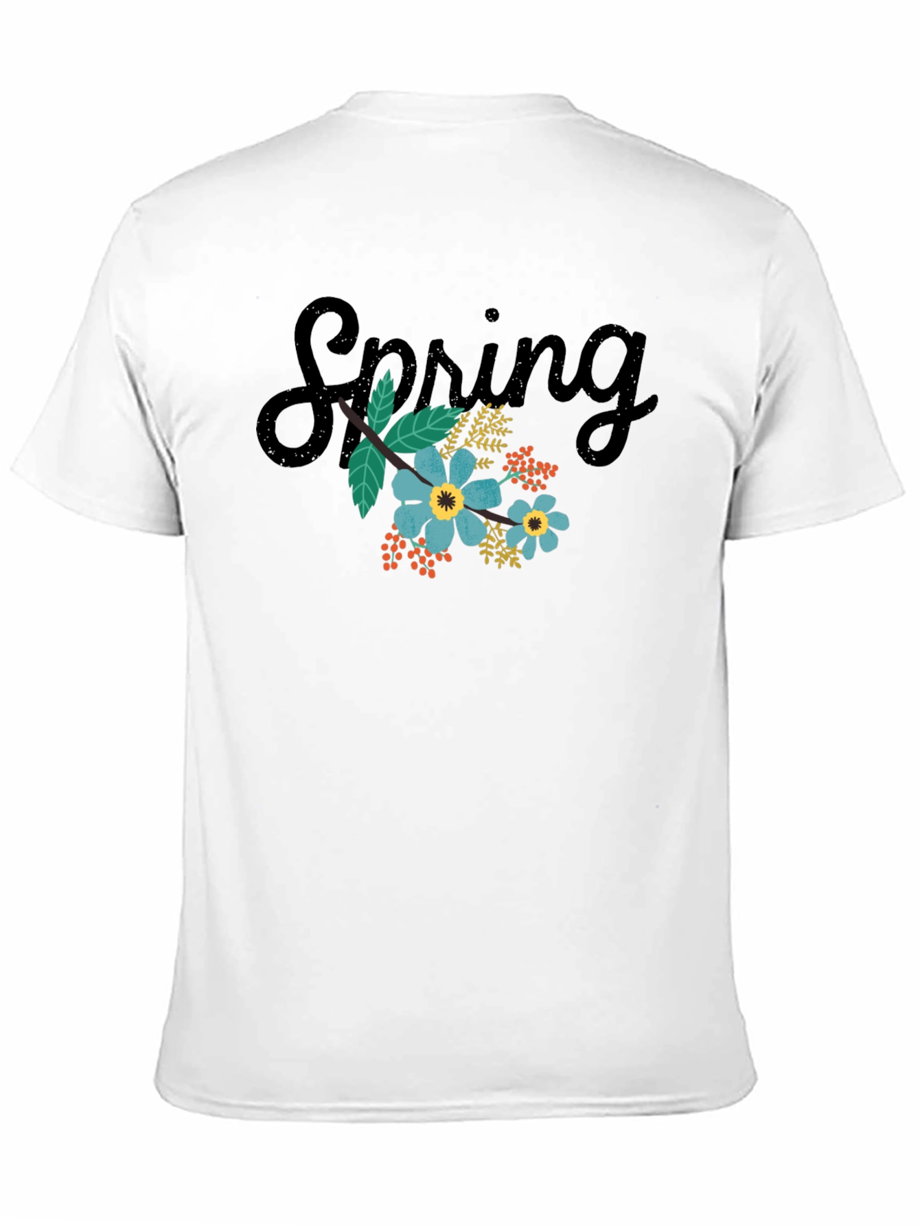 Spring Floral Black T-Shirt