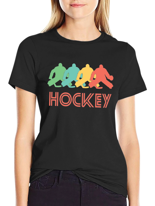 Retro Hockey Graphic T-Shirt - Black Tee