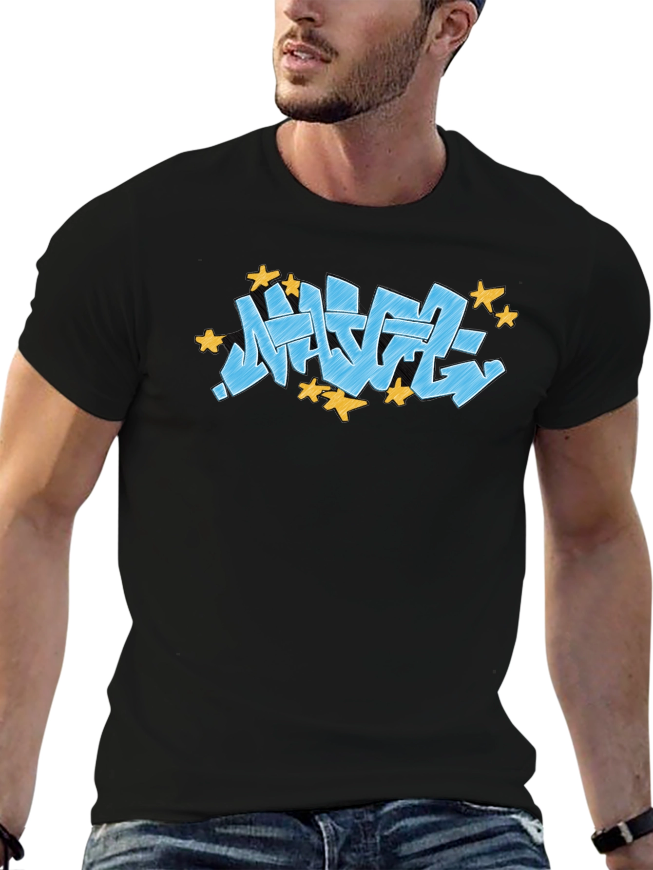 Streetwear Graffiti Tee - Blue Urban Style