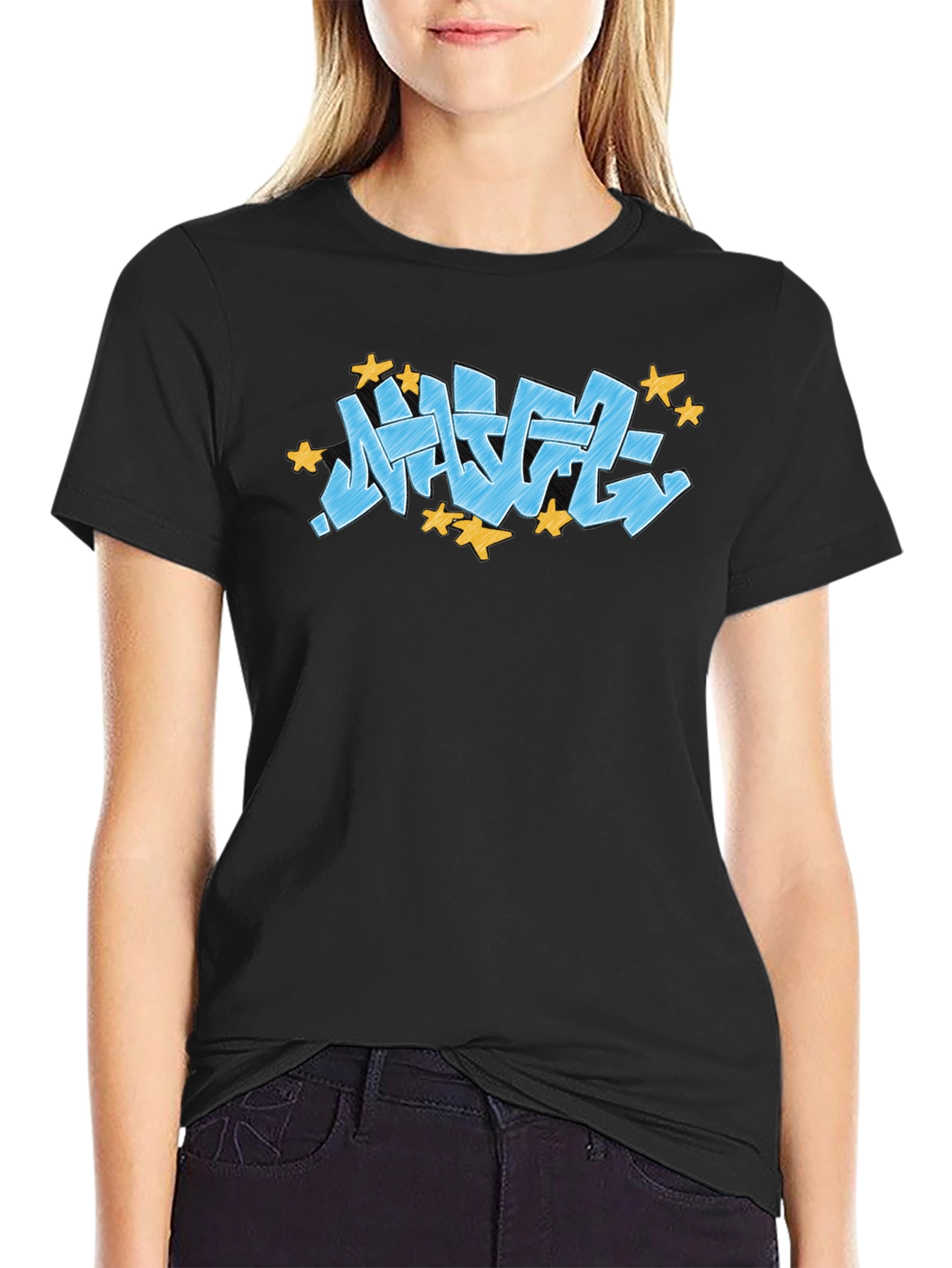 Streetwear Graffiti Tee - Blue Urban Style