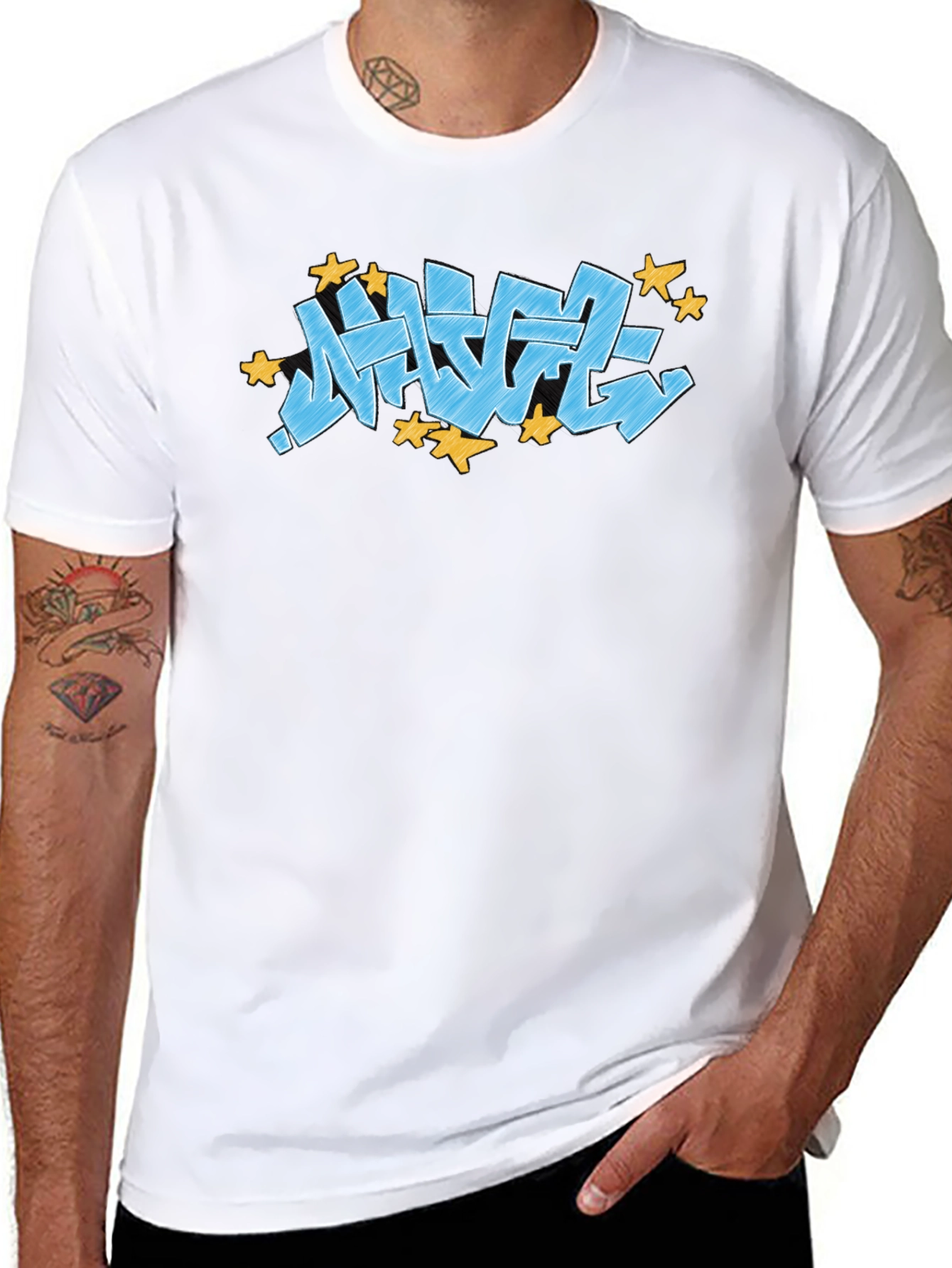 Streetwear Graffiti Tee - Blue Urban Style