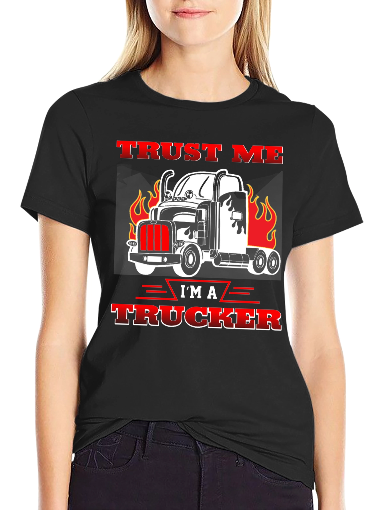 Trust Me Im a Trucker Black Graphic T-Shirt