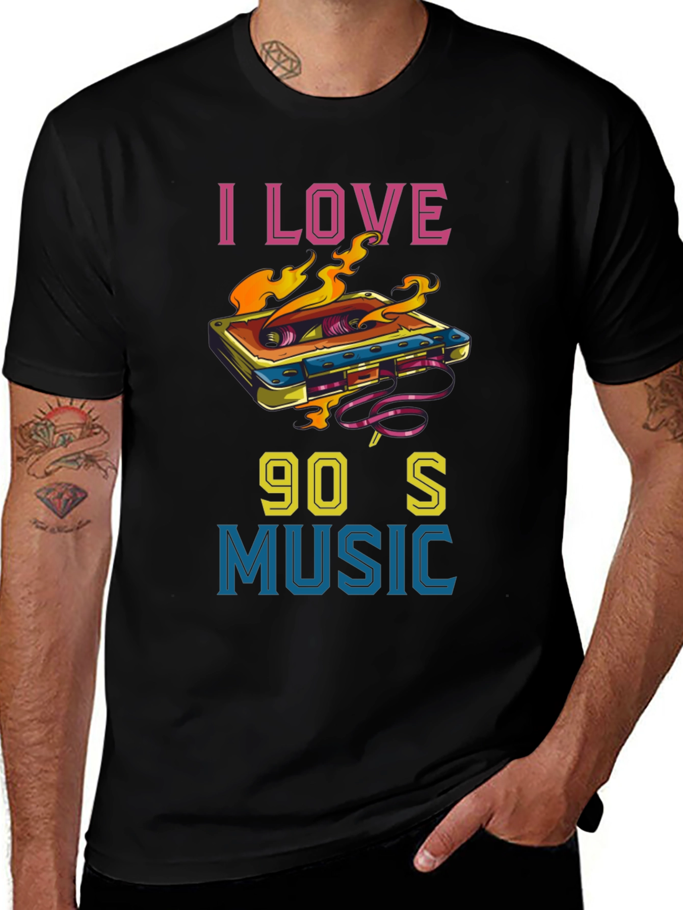 I Love 90s Music Cassette Tape Graphic T-Shirt