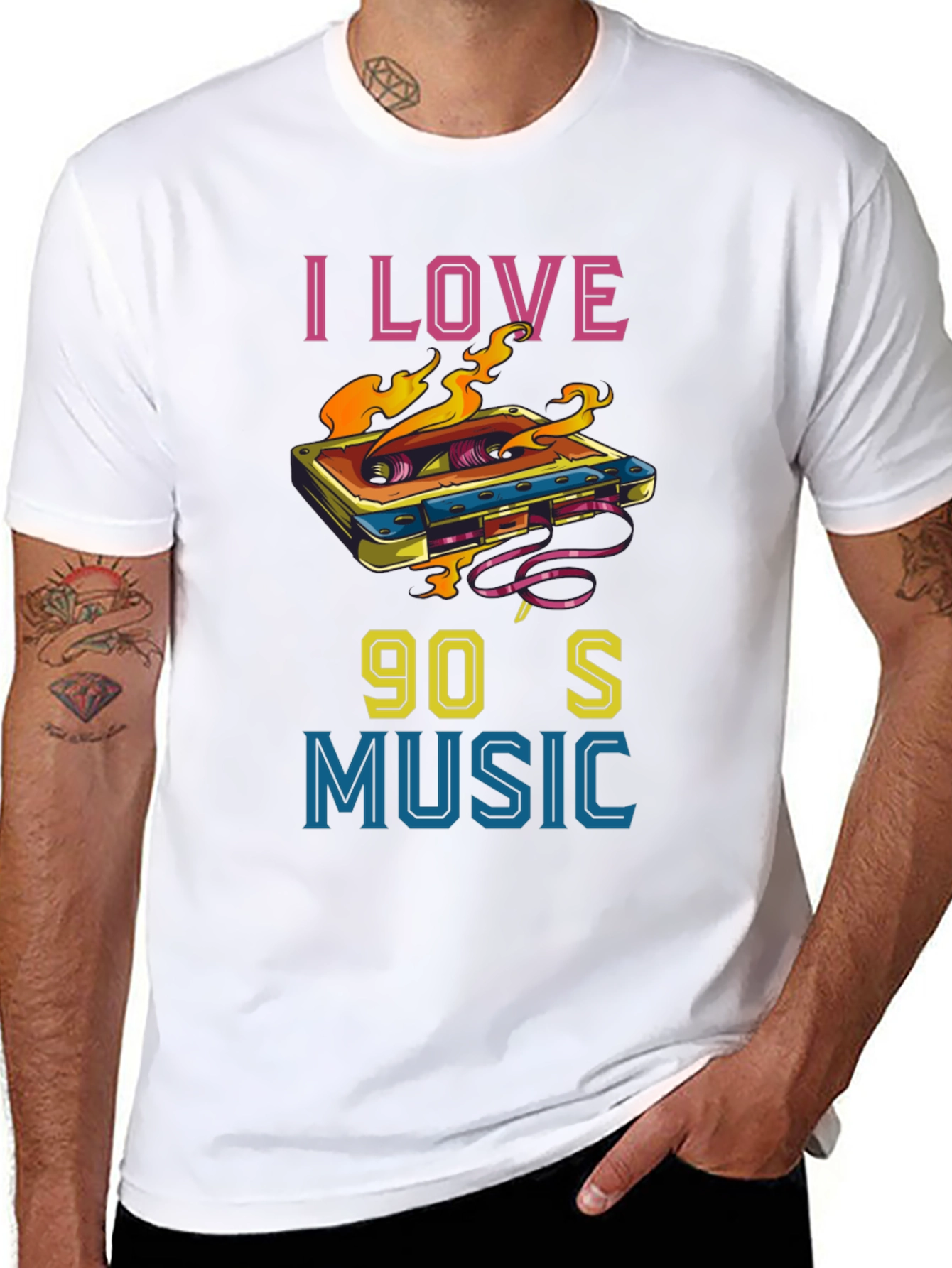 I Love 90s Music Cassette Tape Graphic T-Shirt
