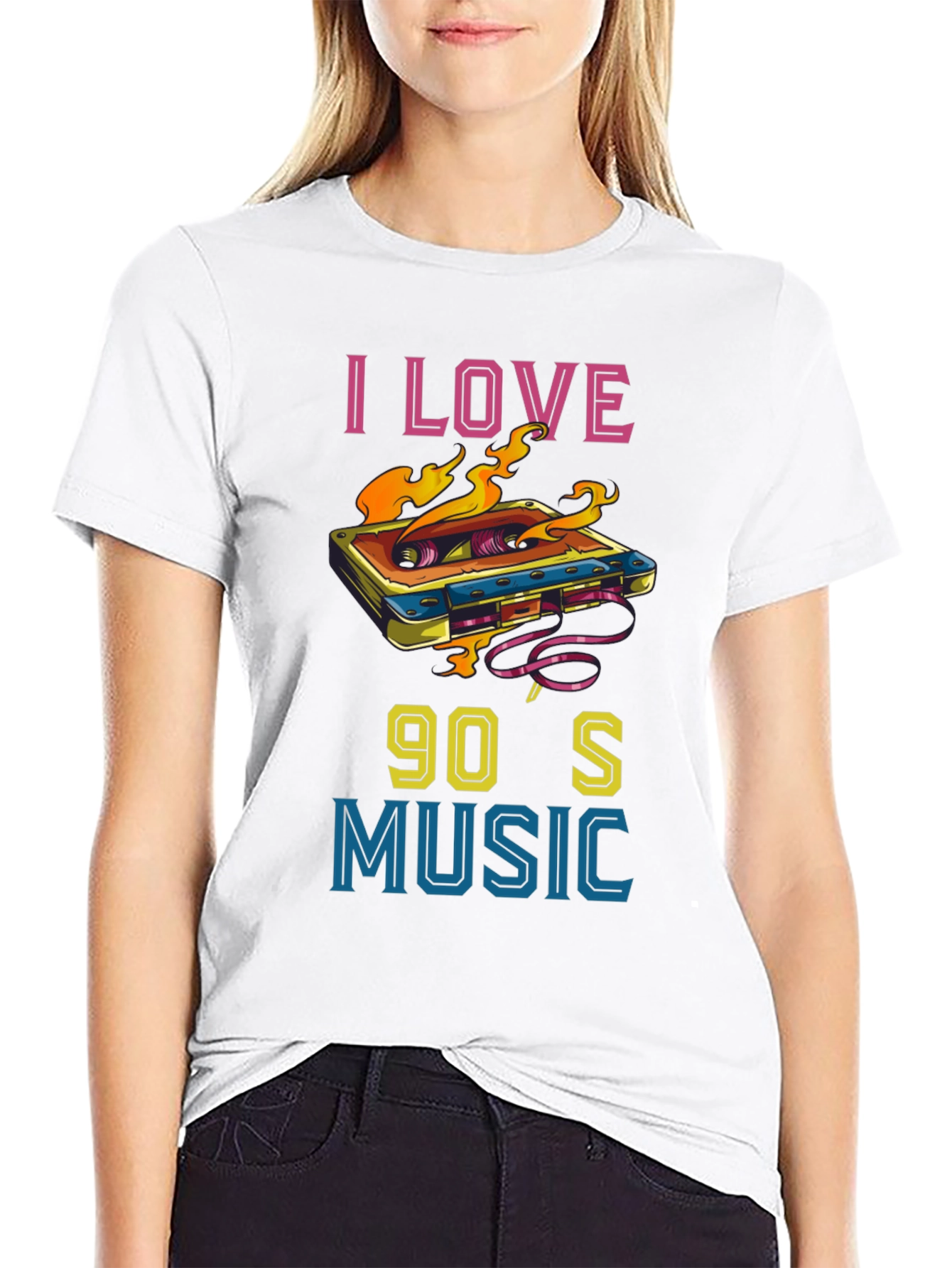 I Love 90s Music Cassette Tape Graphic T-Shirt
