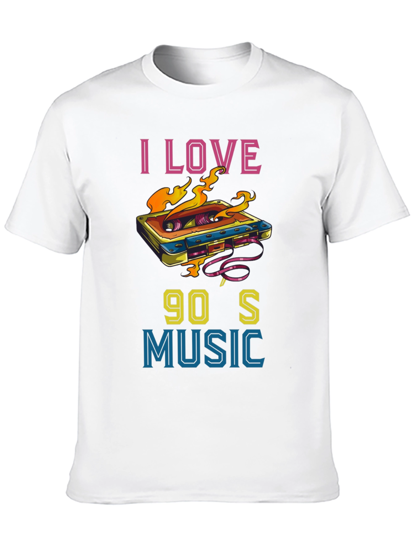 I Love 90s Music Cassette Tape Graphic T-Shirt
