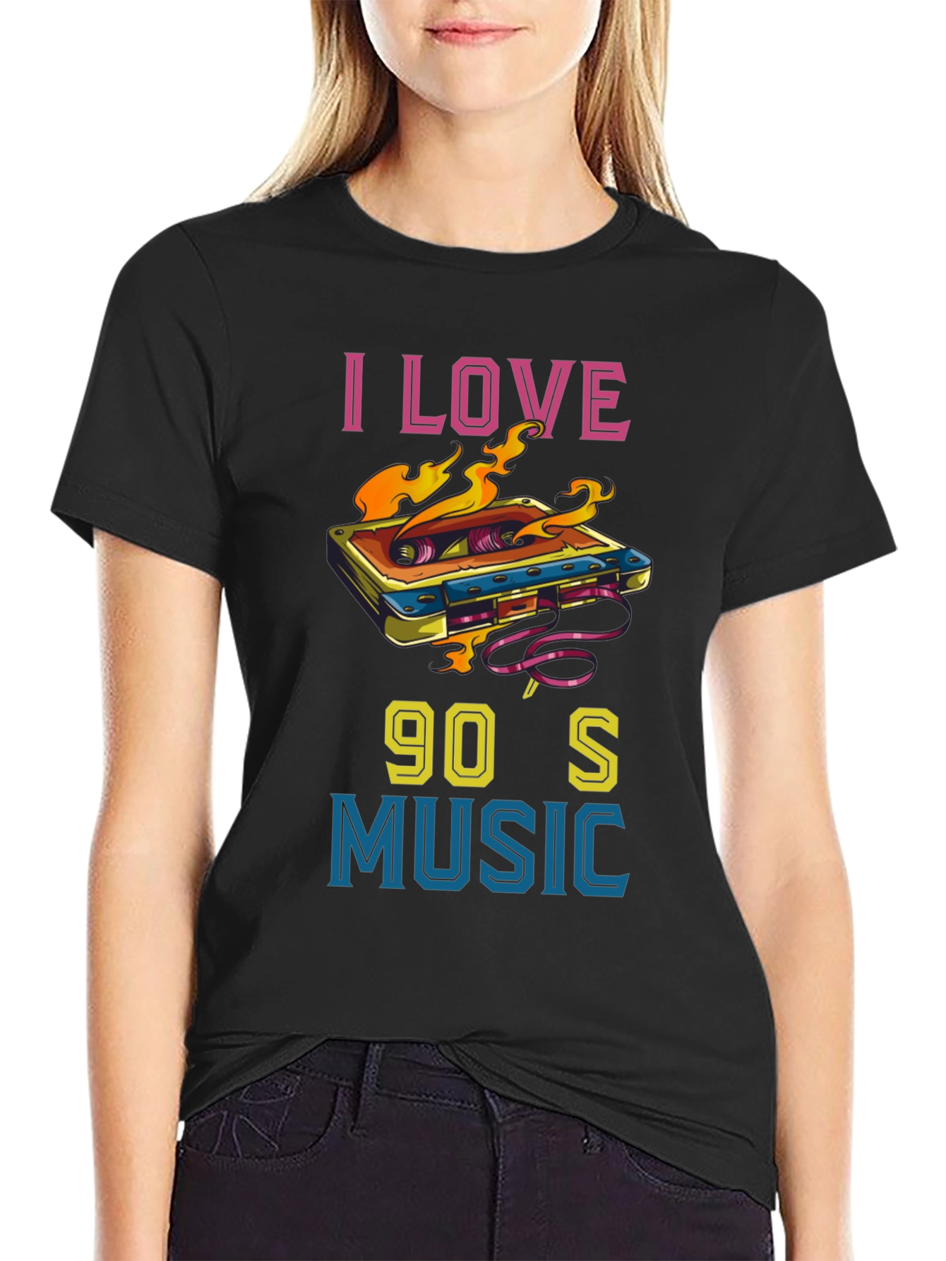 I Love 90s Music Cassette Tape Graphic T-Shirt