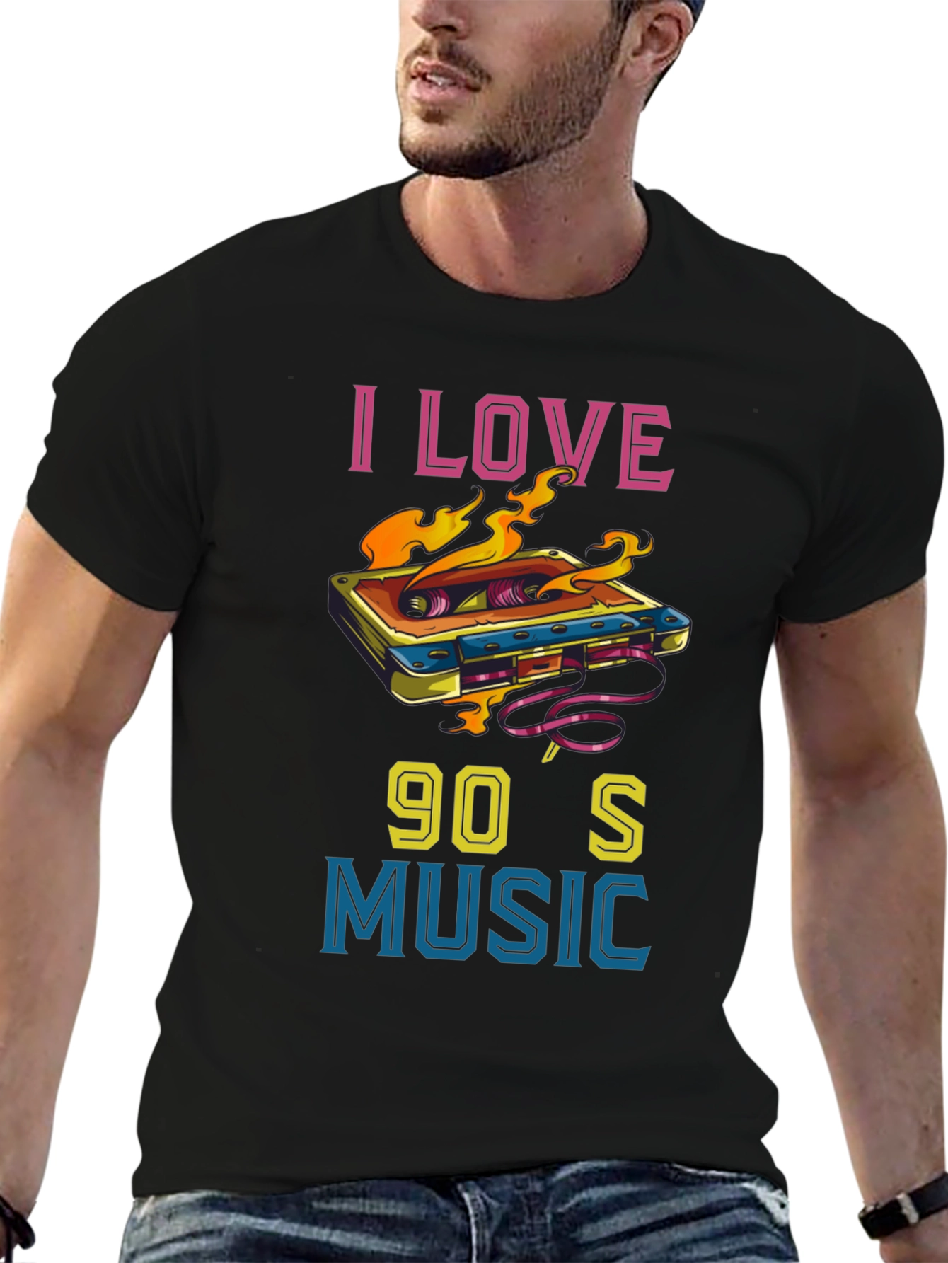 I Love 90s Music Cassette Tape Graphic T-Shirt
