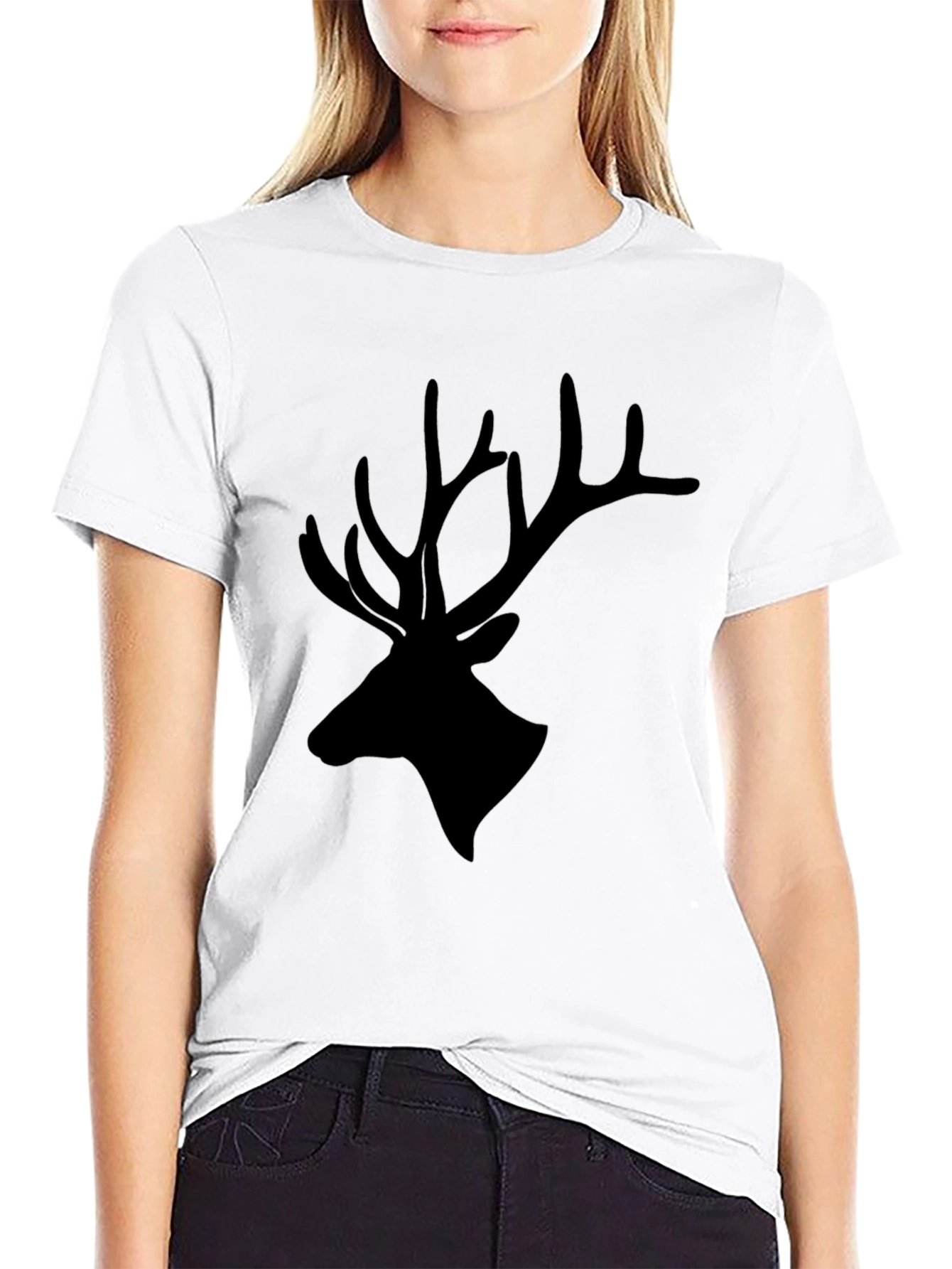 Mens Black Deer Silhouette Graphic T-Shirt