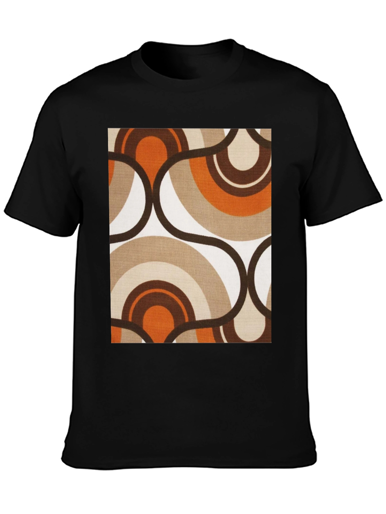 Retro Pattern Tee - 70s Style Black T-Shirt