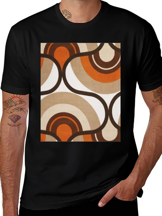 Retro Pattern Tee - 70s Style Black T-Shirt