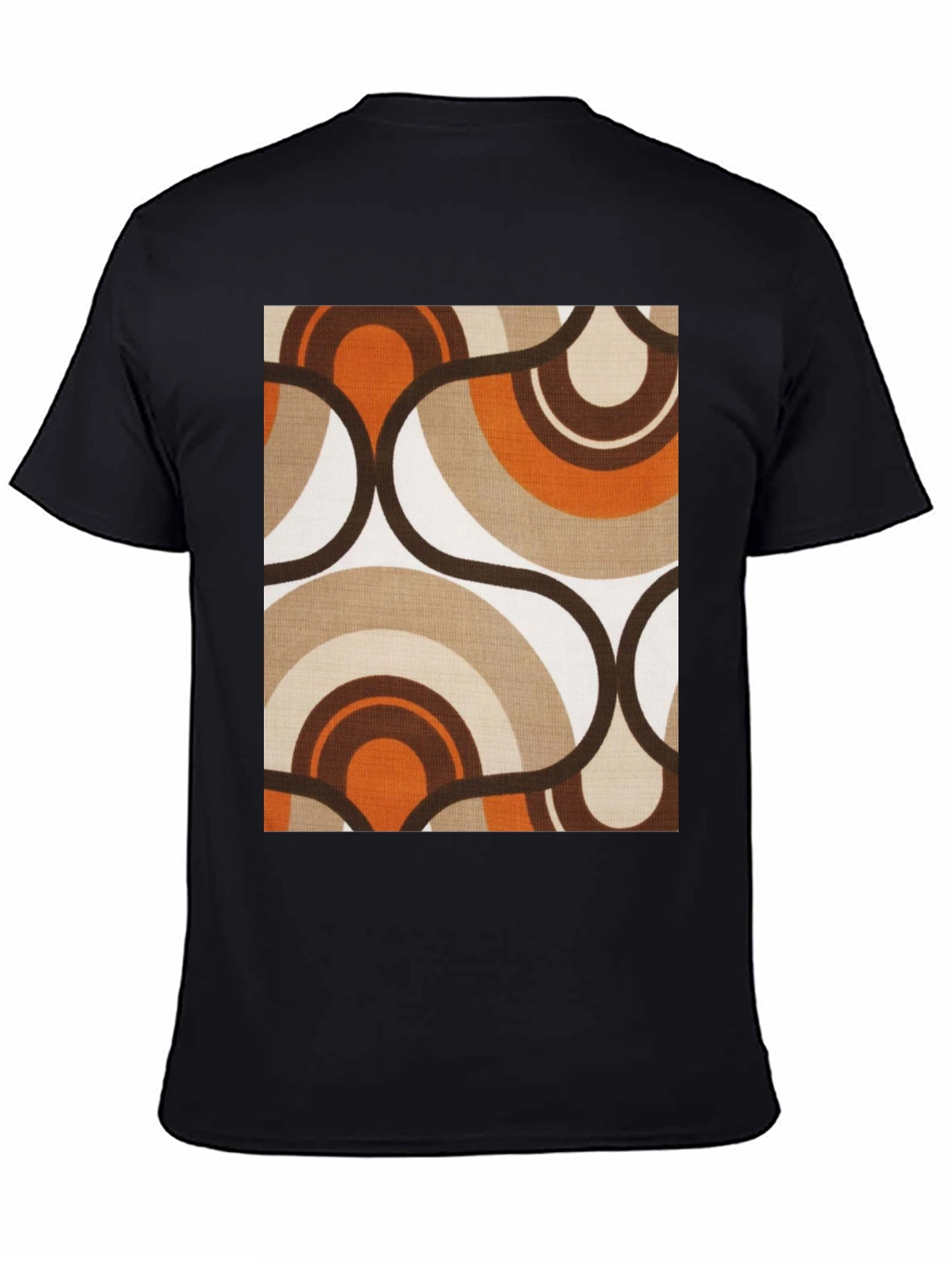 Retro Pattern Tee - 70s Style Black T-Shirt