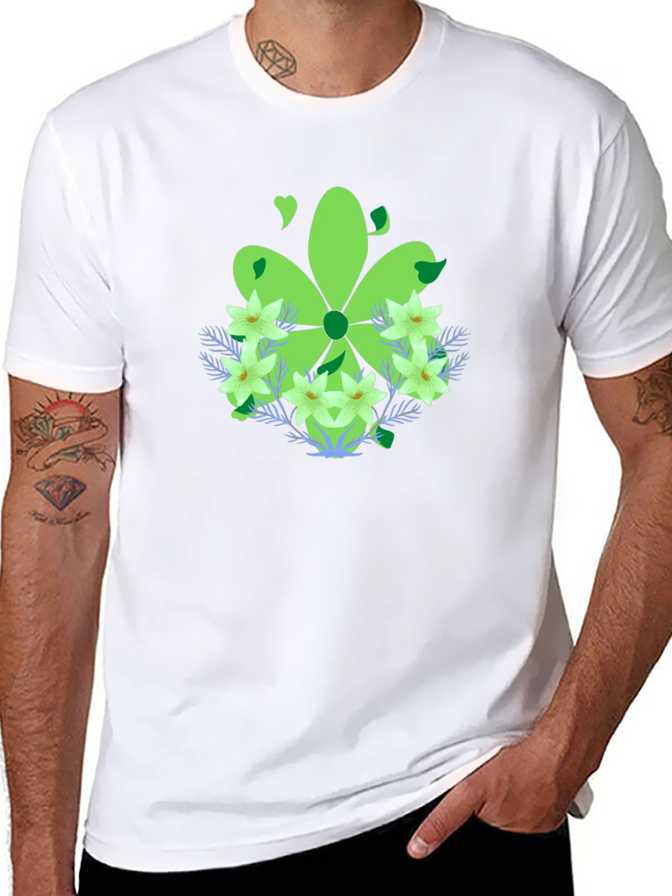 Green Floral Graphic T-Shirt