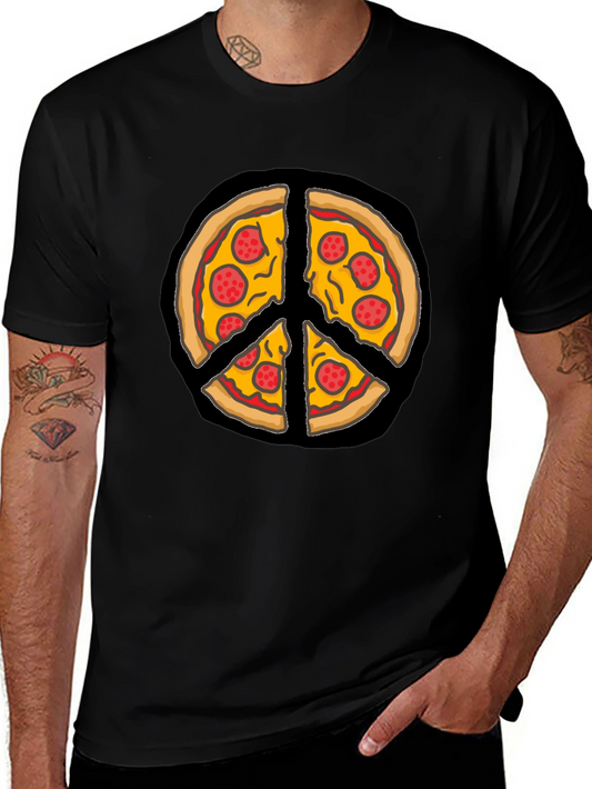 Pizza Peace Sign Graphic T-Shirt