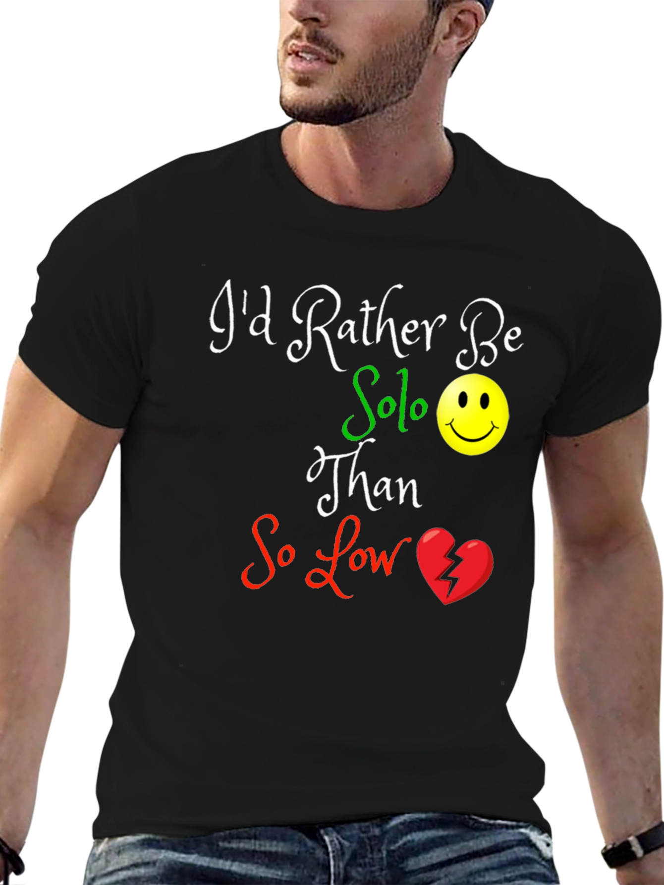 Solo Smiley Graphic T-Shirt - Black
