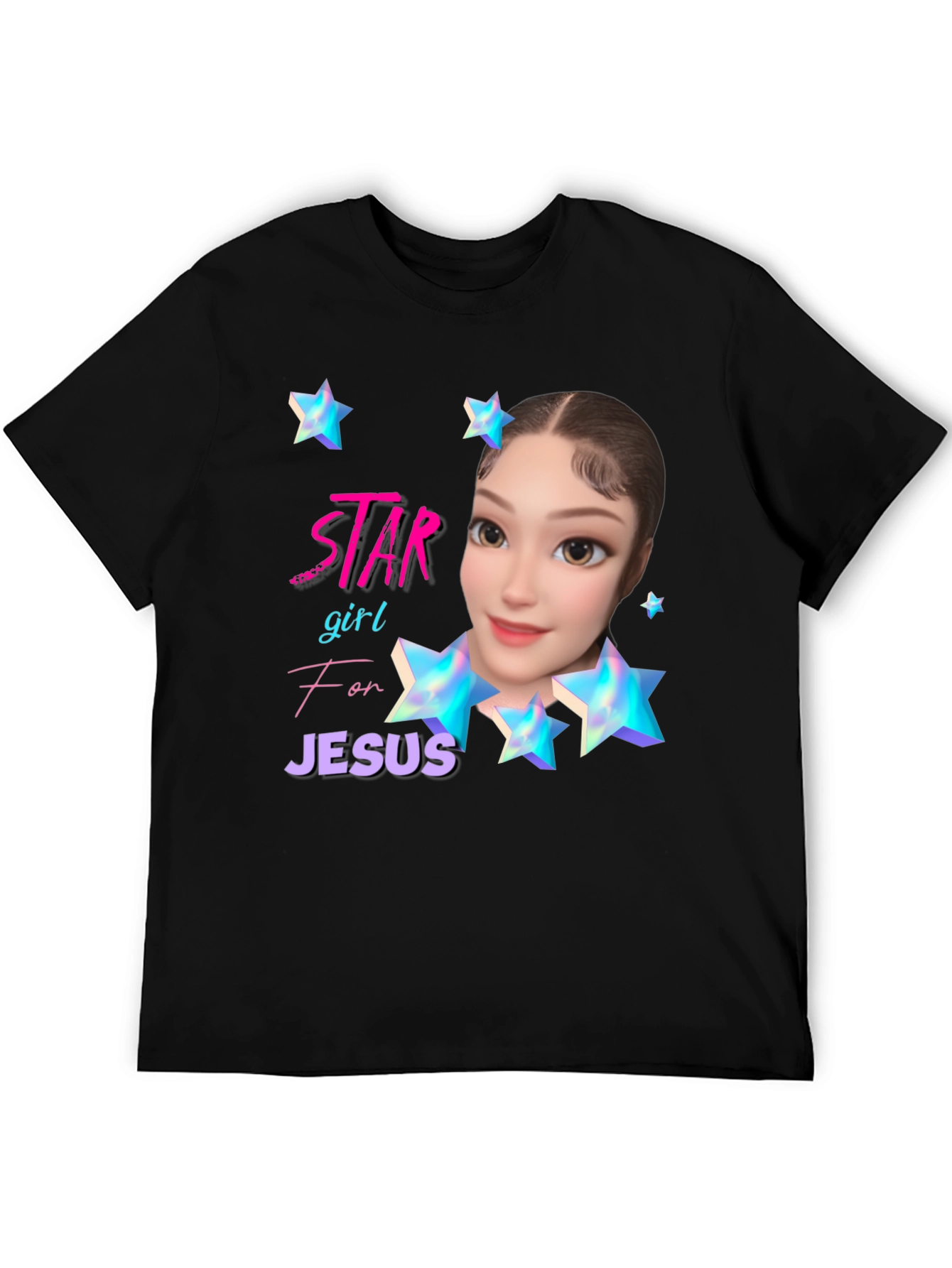 Star Girl for Jesus Black T-Shirt