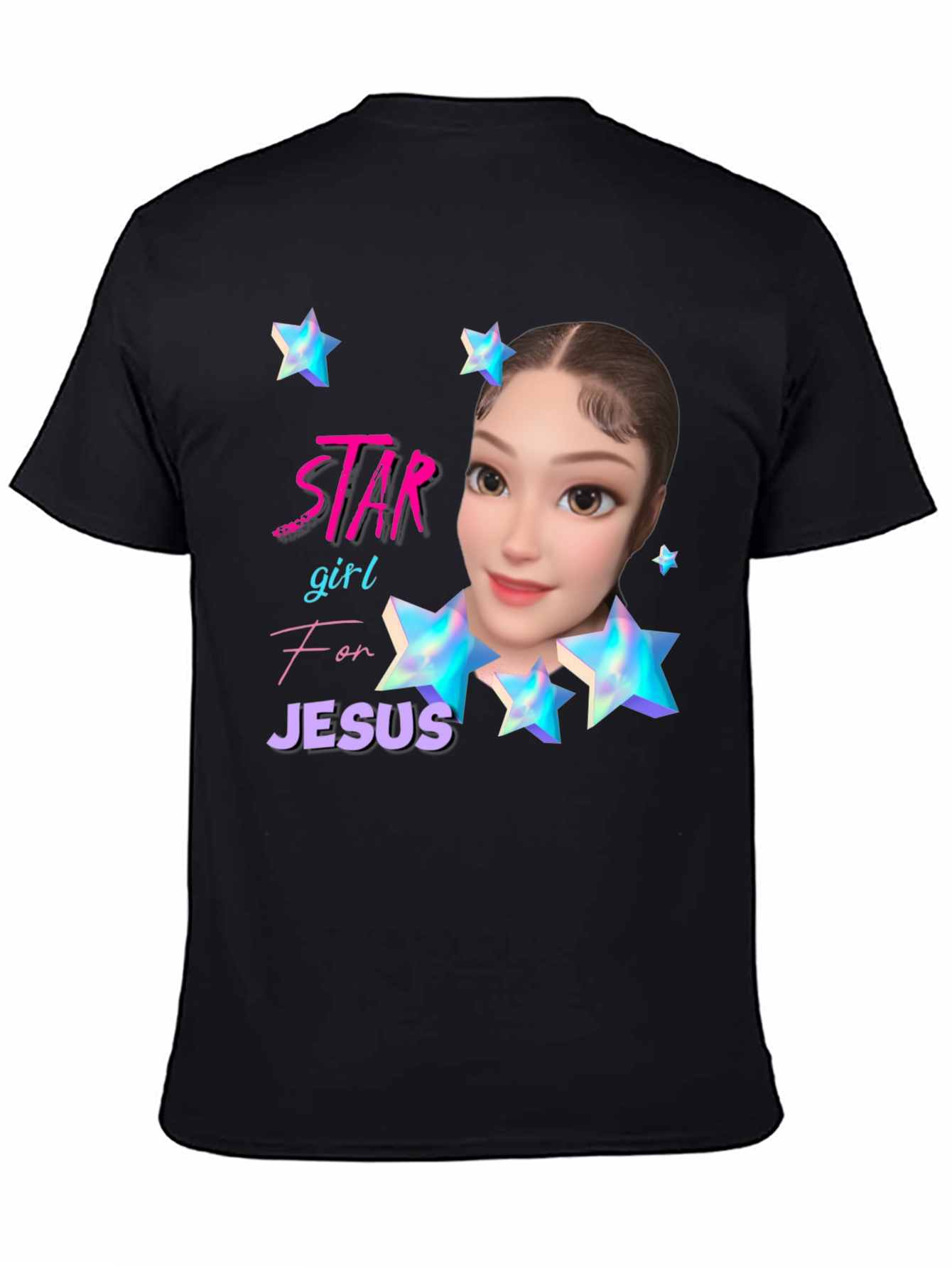 Star Girl for Jesus Black T-Shirt