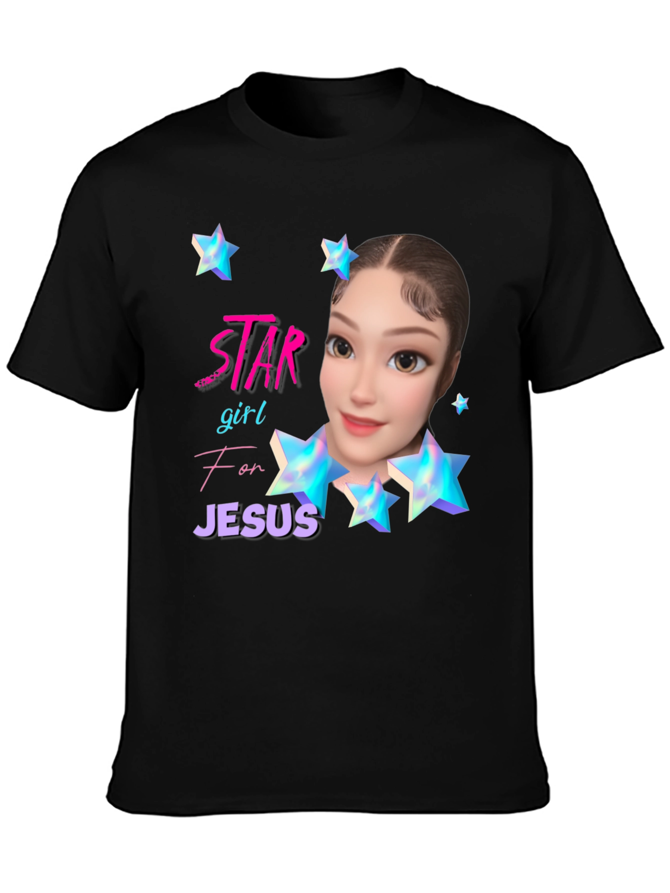 Star Girl for Jesus Black T-Shirt
