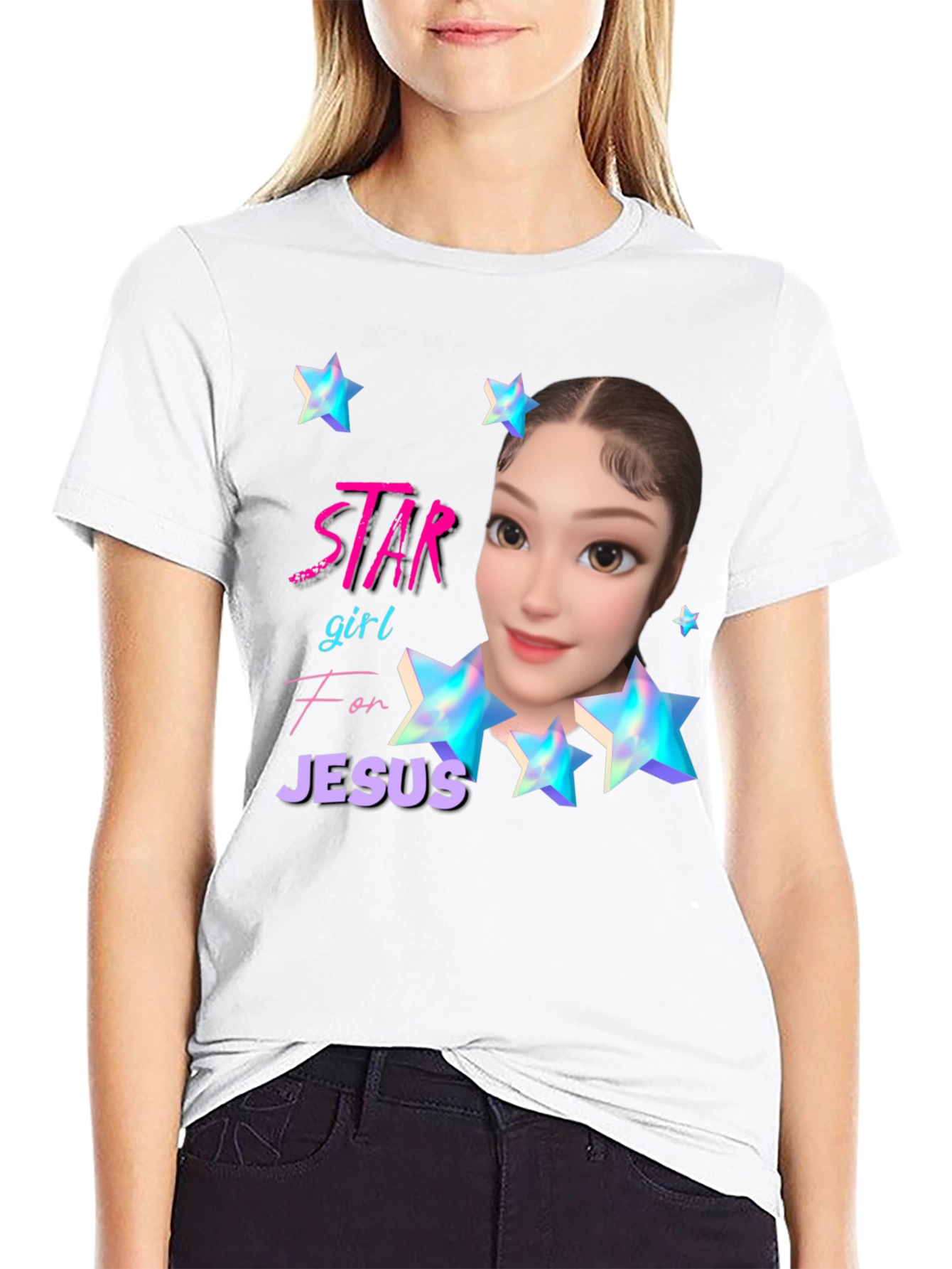 Star Girl for Jesus Black T-Shirt