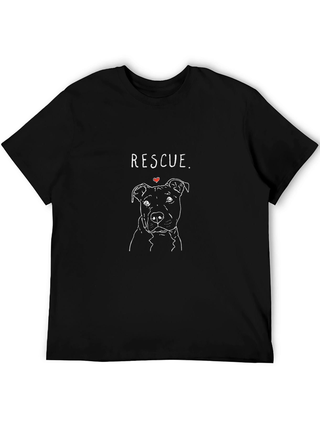 Rescue Dog Graphic Tee - Black Pit Bull T-Shirt