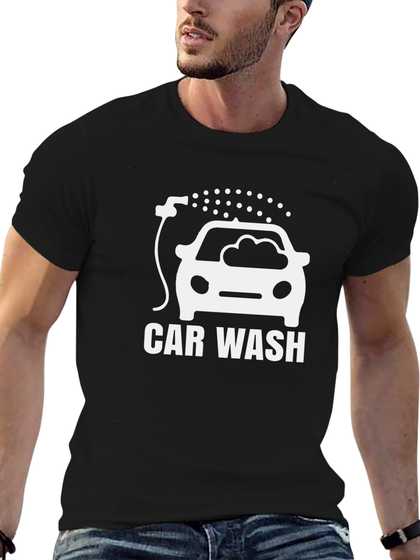 Car Wash Graphic T-Shirt - Black Cotton Tee