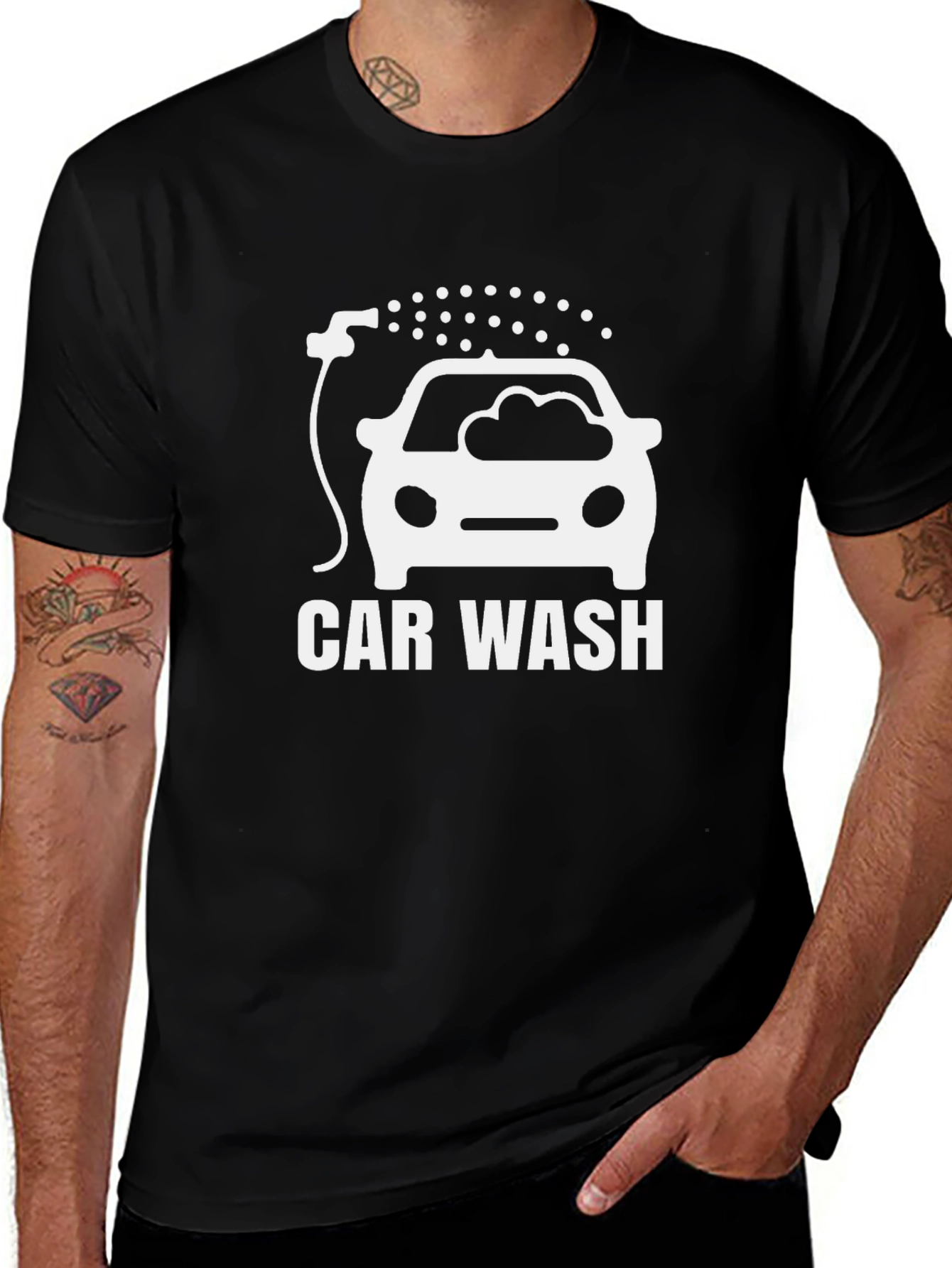 Car Wash Graphic T-Shirt - Black Cotton Tee
