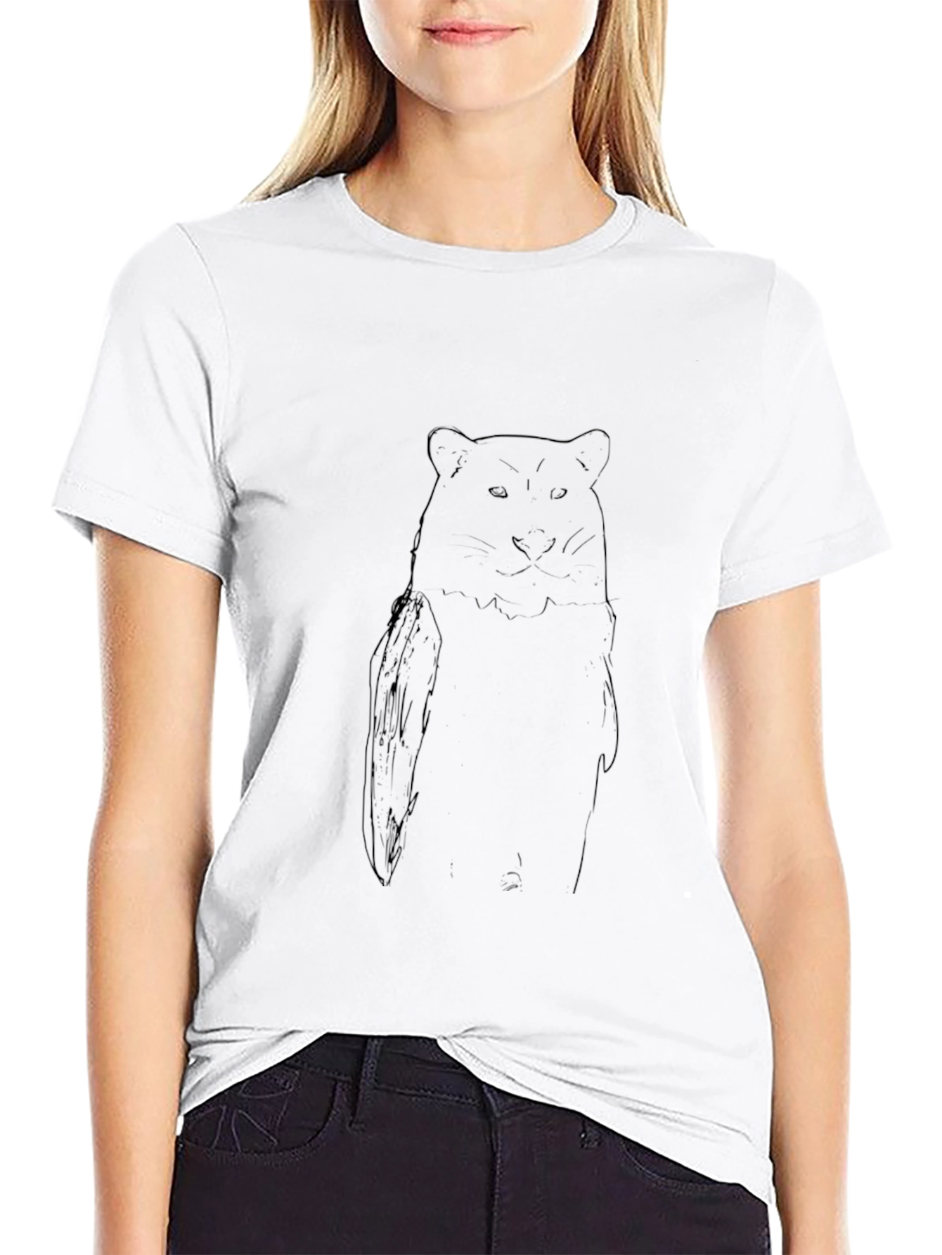 Black T-Shirt with Bear Graphic