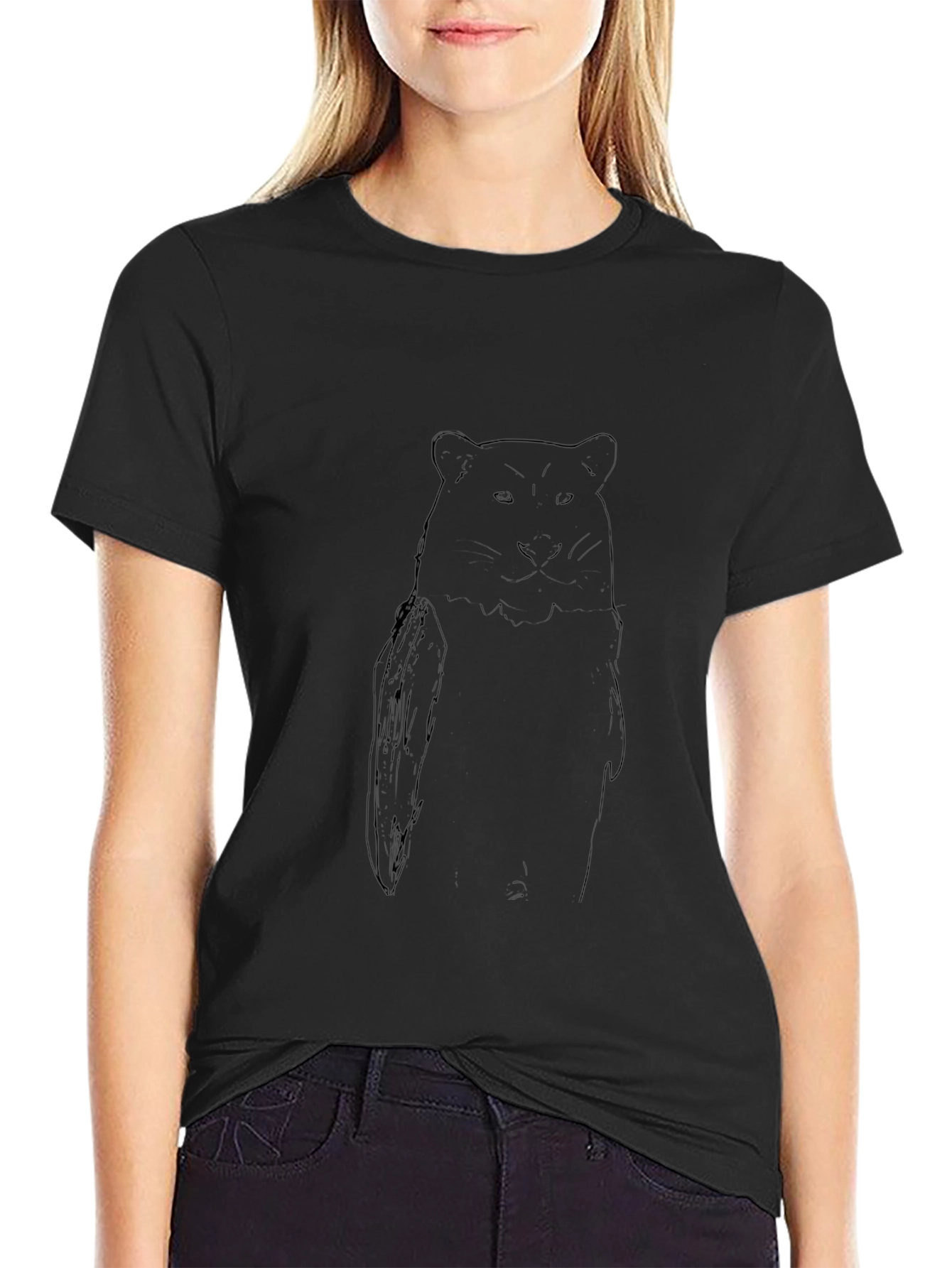 Black T-Shirt with Bear Graphic