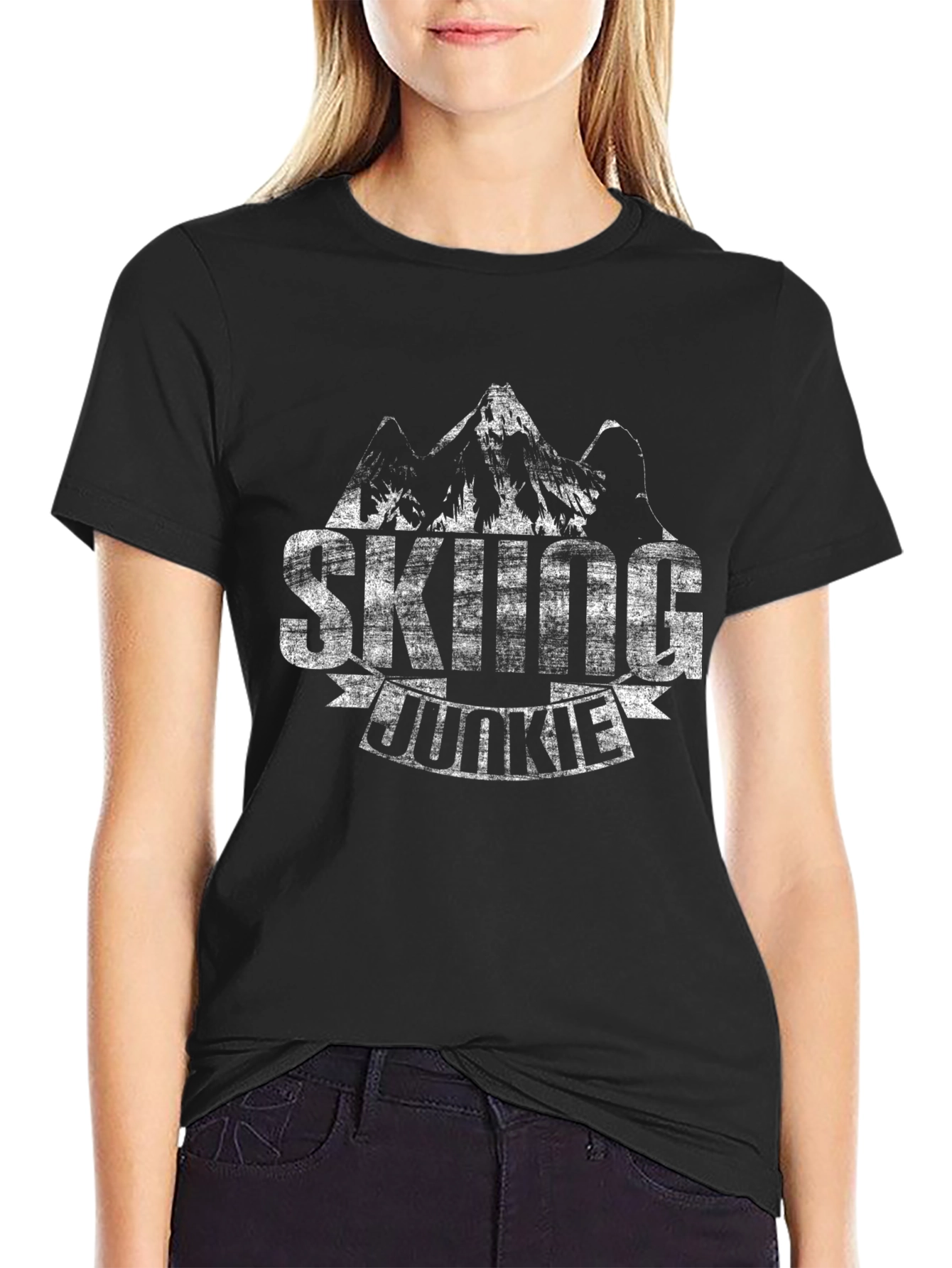 Skiing Junkie Graphic Tee - Mountain Adventure Shirt