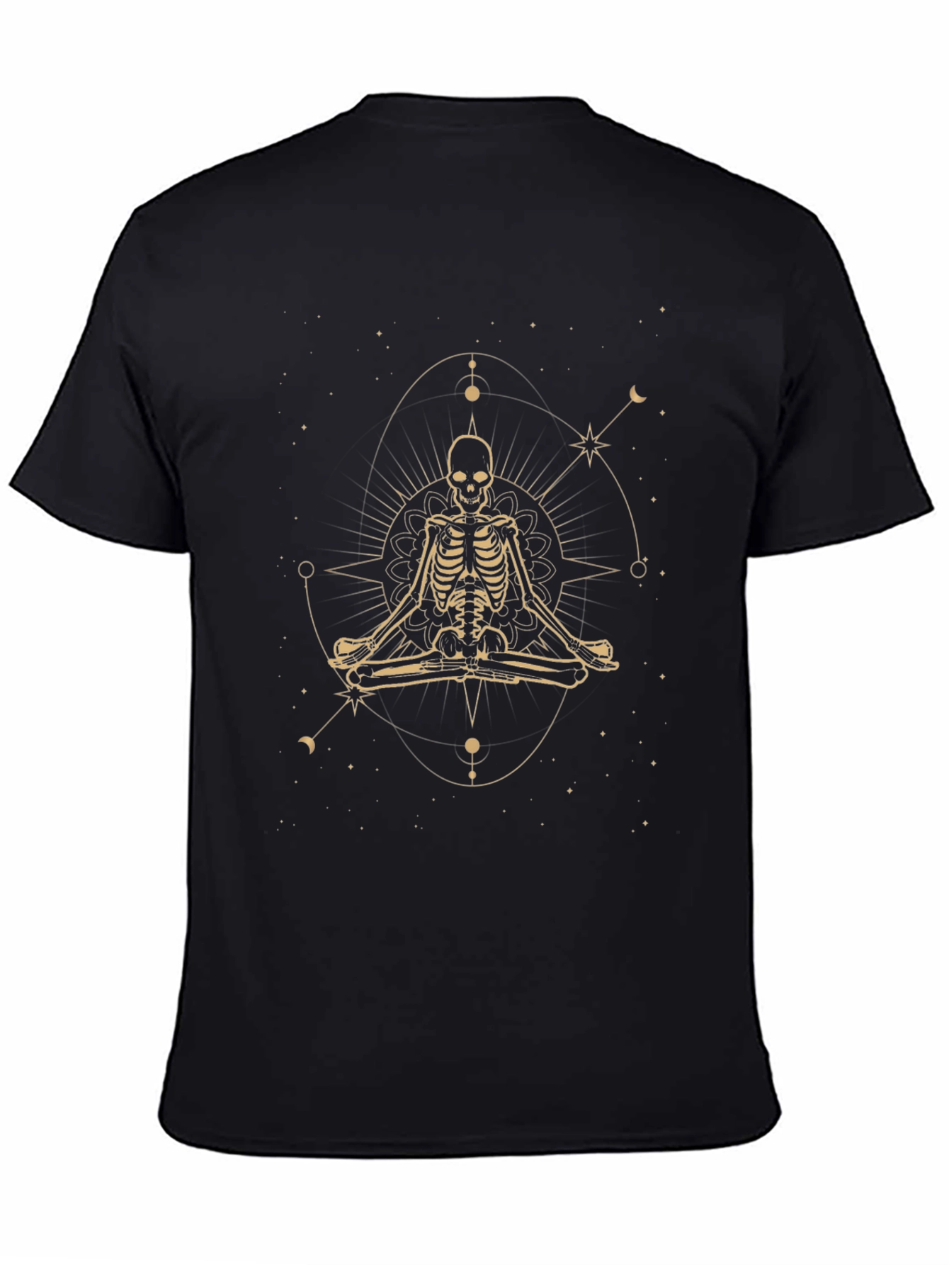 Mystical Skeleton Yoga T-Shirt - Black Graphic Tee