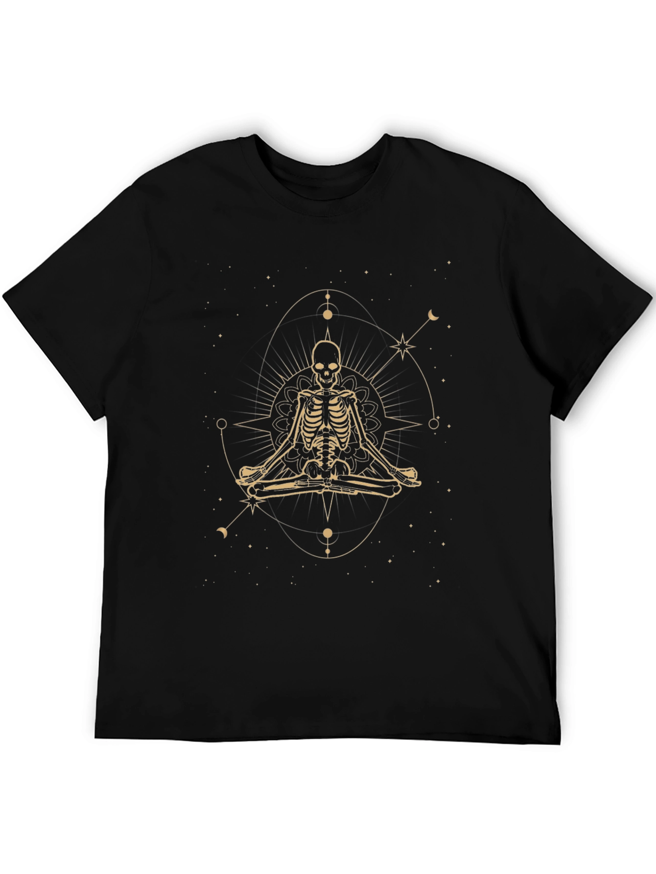 Mystical Skeleton Yoga T-Shirt - Black Graphic Tee