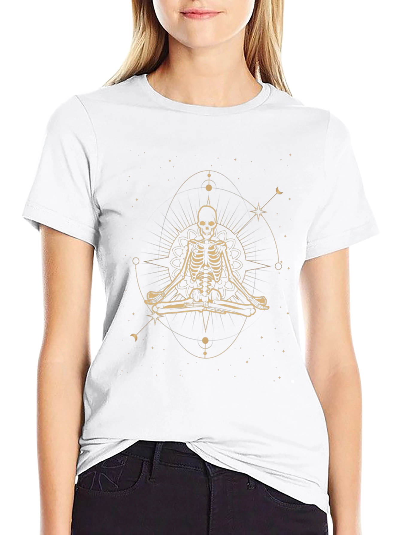 Mystical Skeleton Yoga T-Shirt - Black Graphic Tee